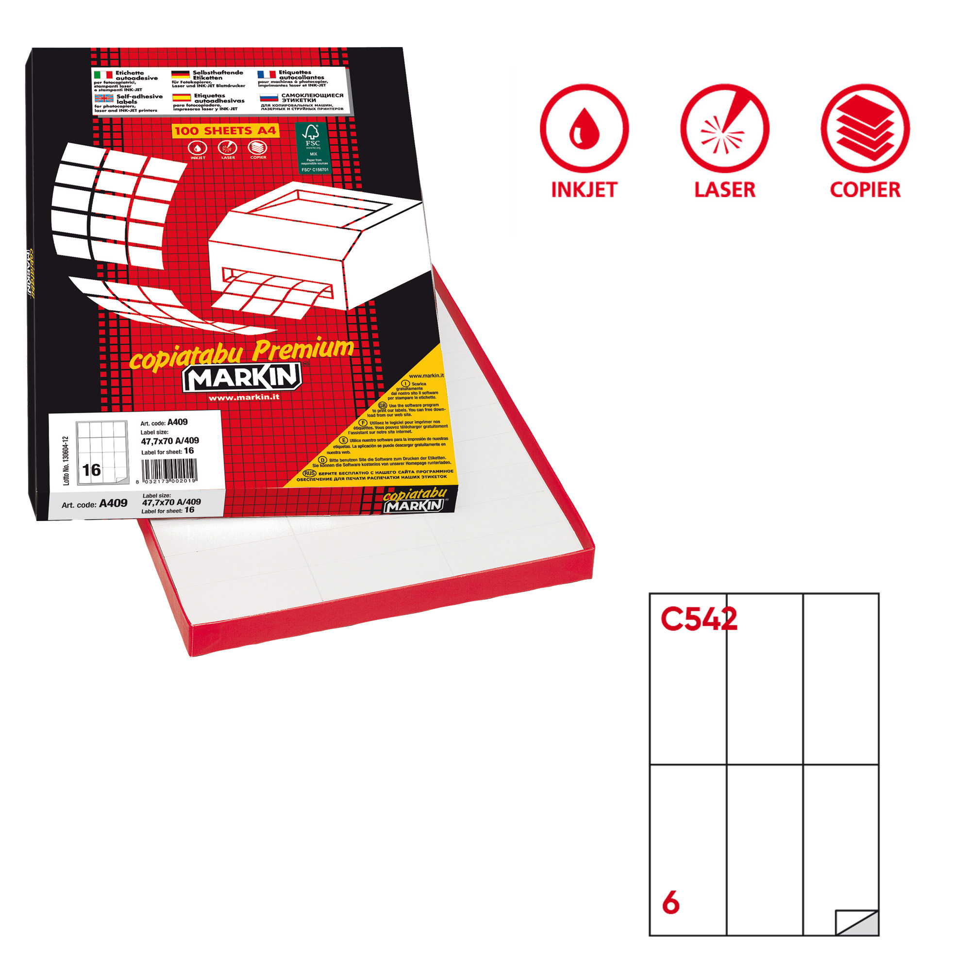 Etichette adesive C/542 - in carta - permanenti …