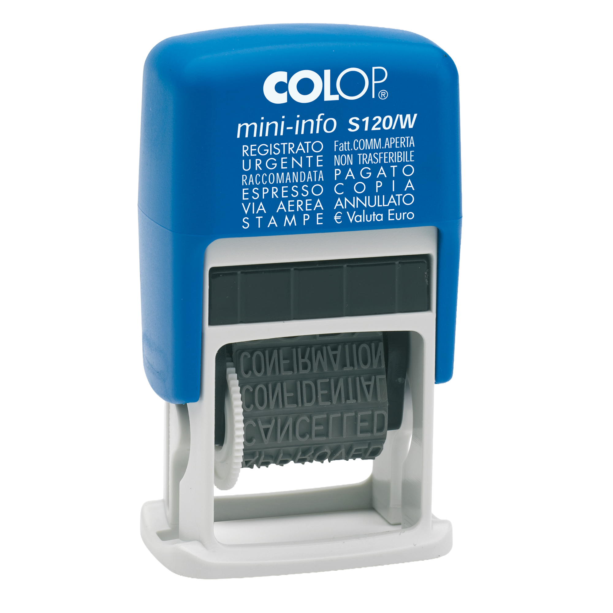 Timbro Mini Info S120/W Polinomio - 12 diciture …