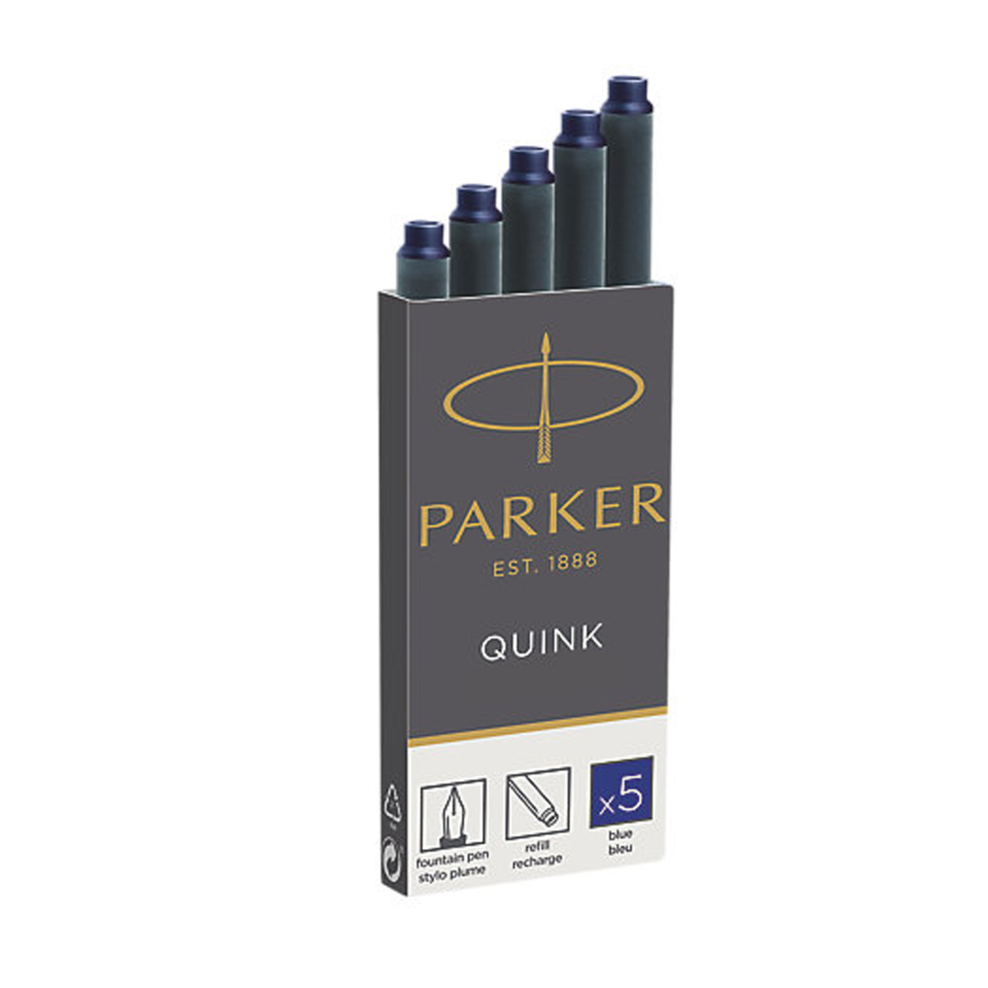 Parker Quink - Cartuccia inchiostro - blu (pacchetto di 5)