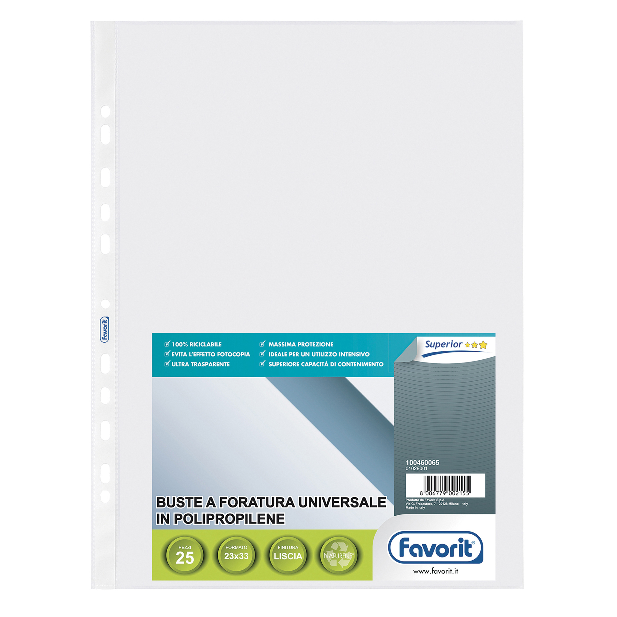 Favorit SUPERIOR - Busta trasparente - per 230 x 330 mm - trasparente (pacchetto di 25)