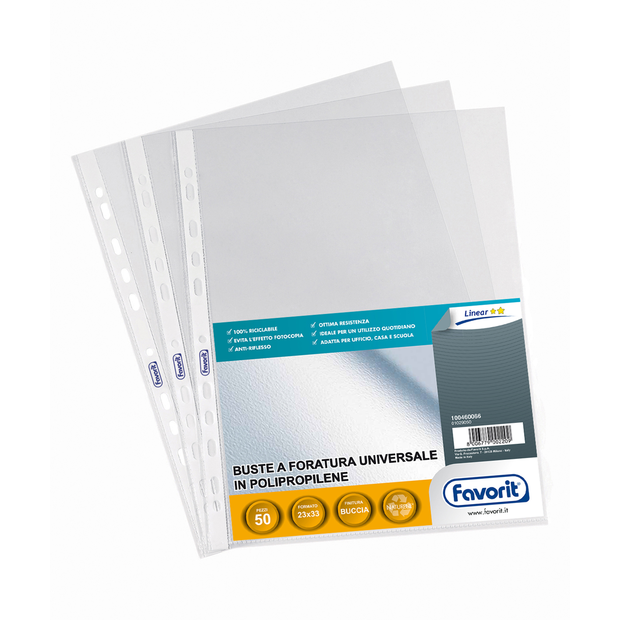 Favorit LINEAR - Busta trasparente - per 230 x 330 mm - trasparente (pacchetto di 50)