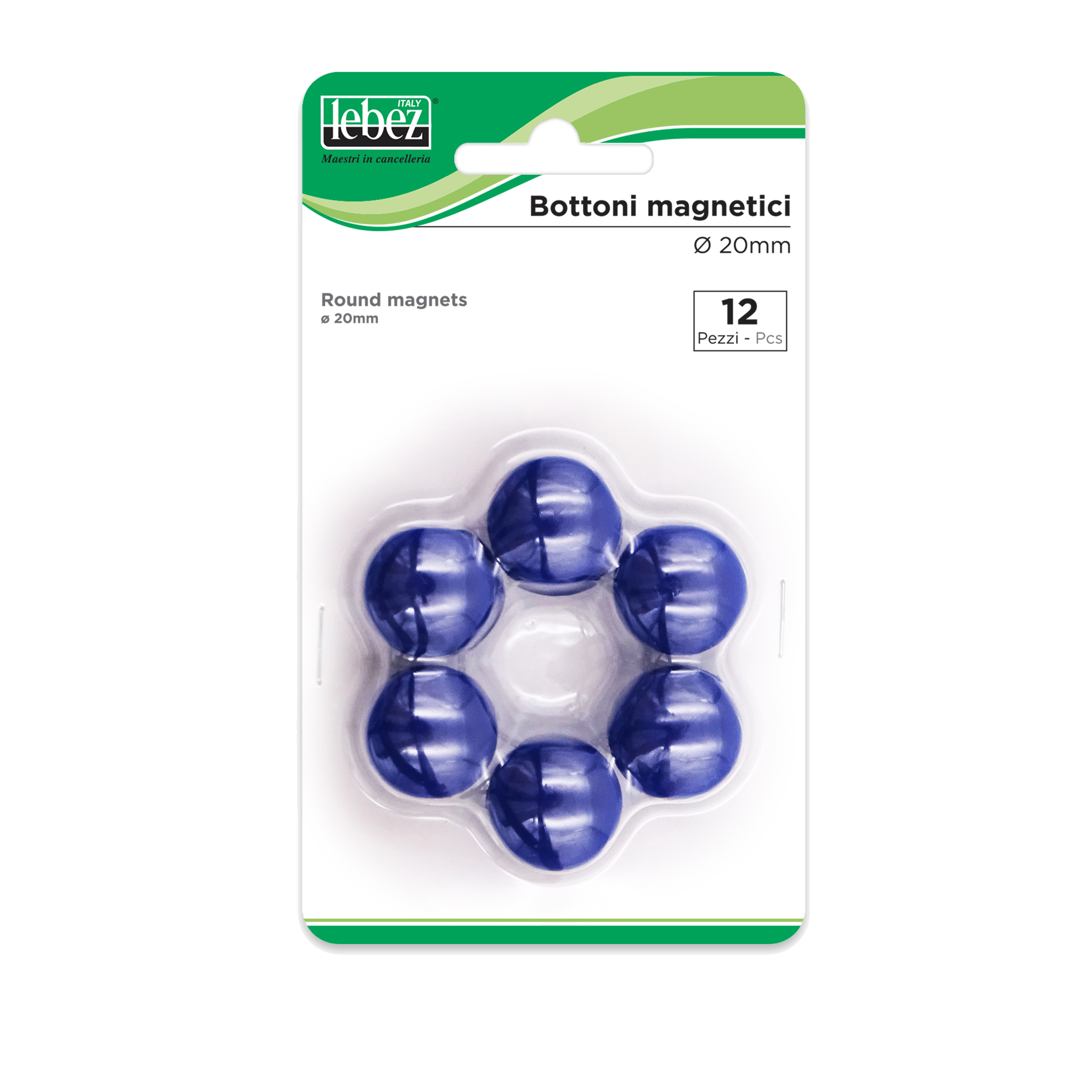 Lebez - Calamita - 2 cm di diametro - magnetica - blu (pacchetto di 12)