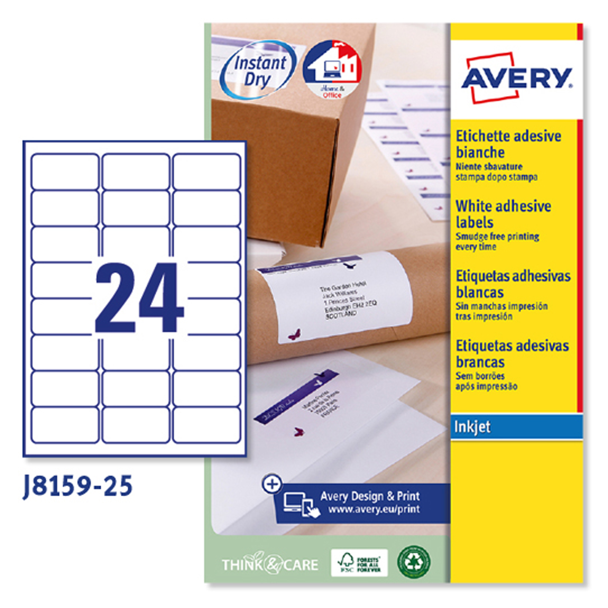 Etichette adesive J8159 - in carta - angoli …