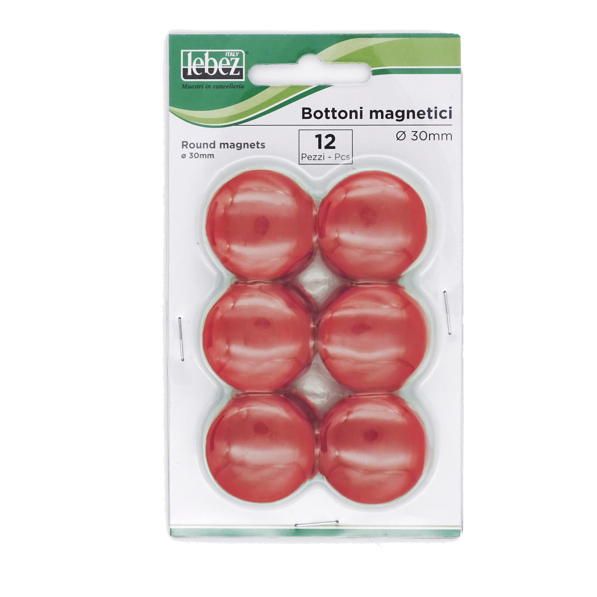 Lebez - Calamita - 3 cm di diametro - rosso (pacchetto di 12)