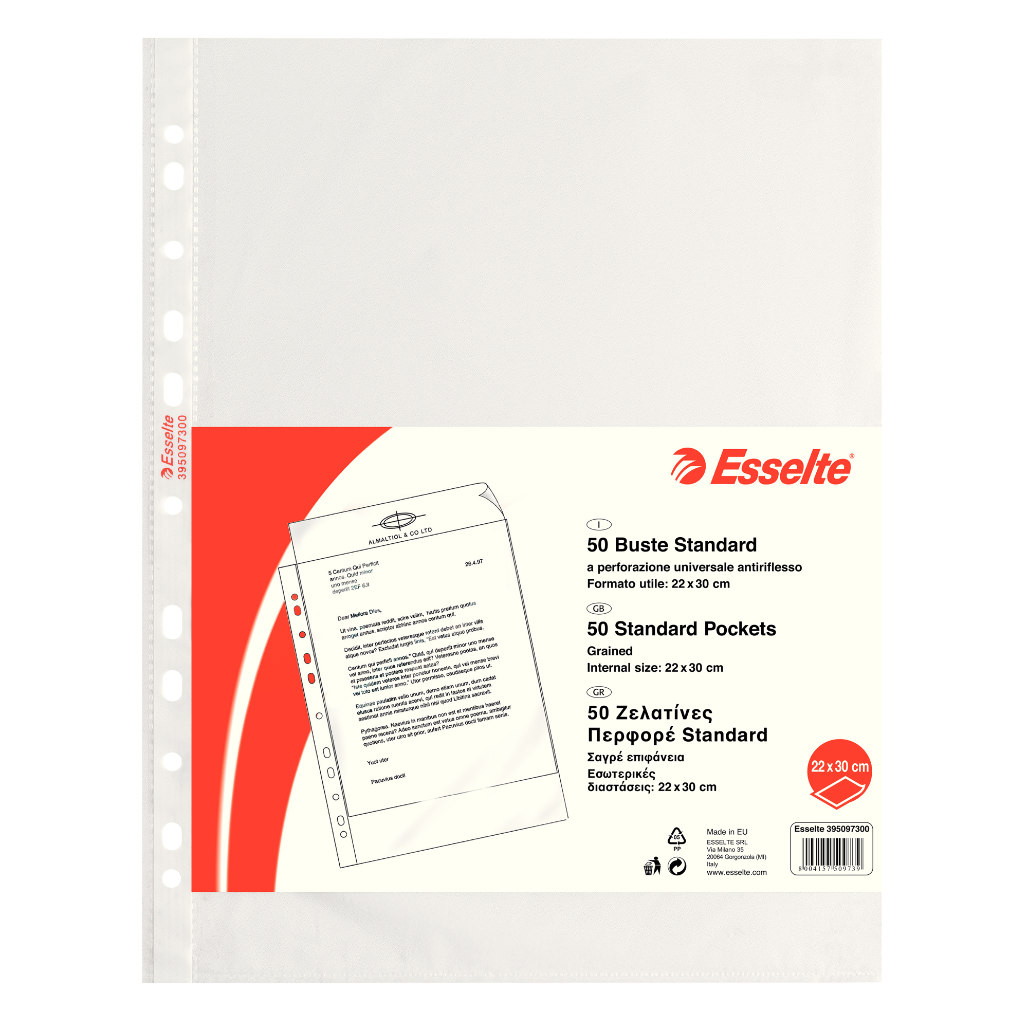 Esselte Standard - Busta trasparente - per A4, 220 x 300 mm - trasparente (pacchetto di 50)