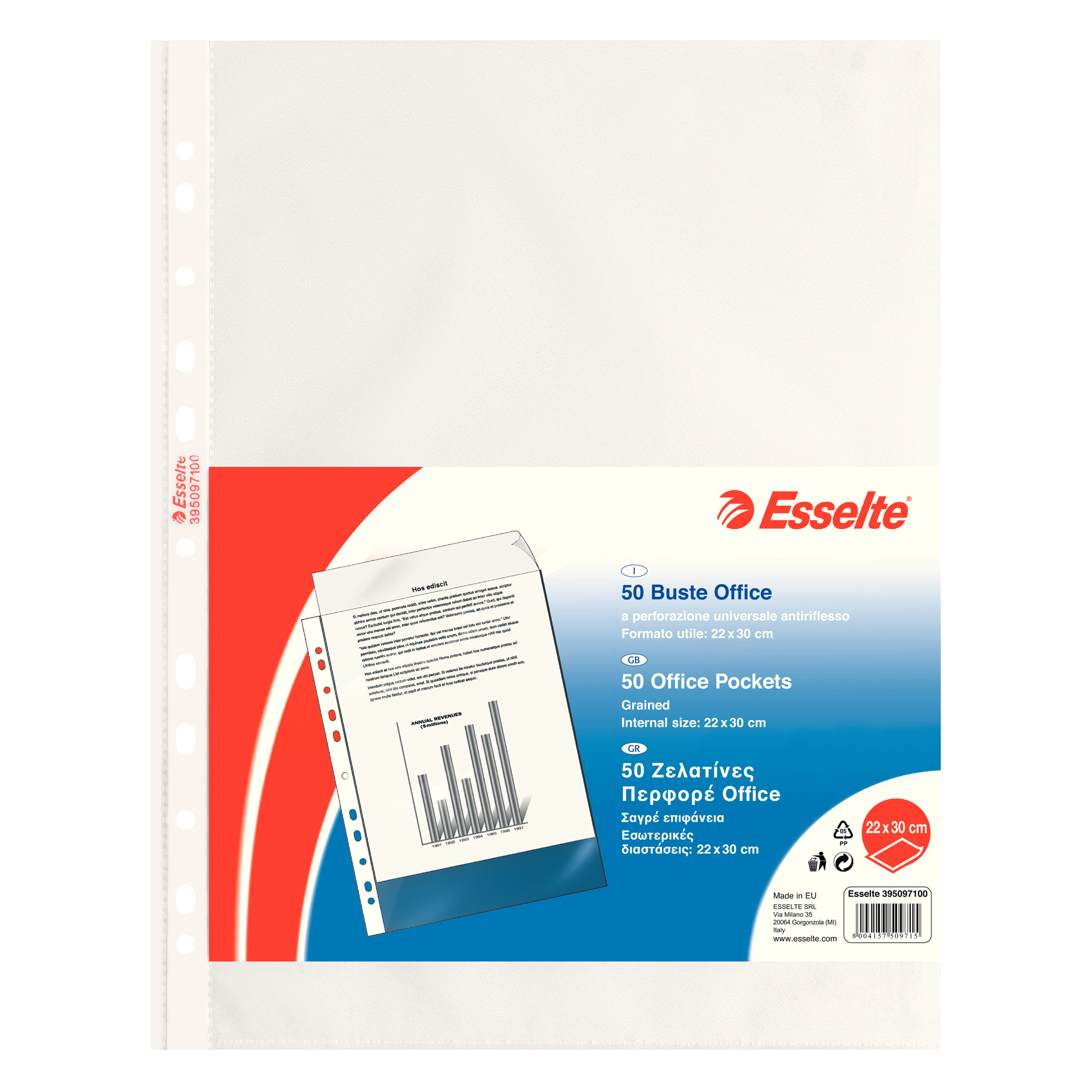 Esselte Office - Busta trasparente - per 220 x 300 mm - trasparente (pacchetto di 50)