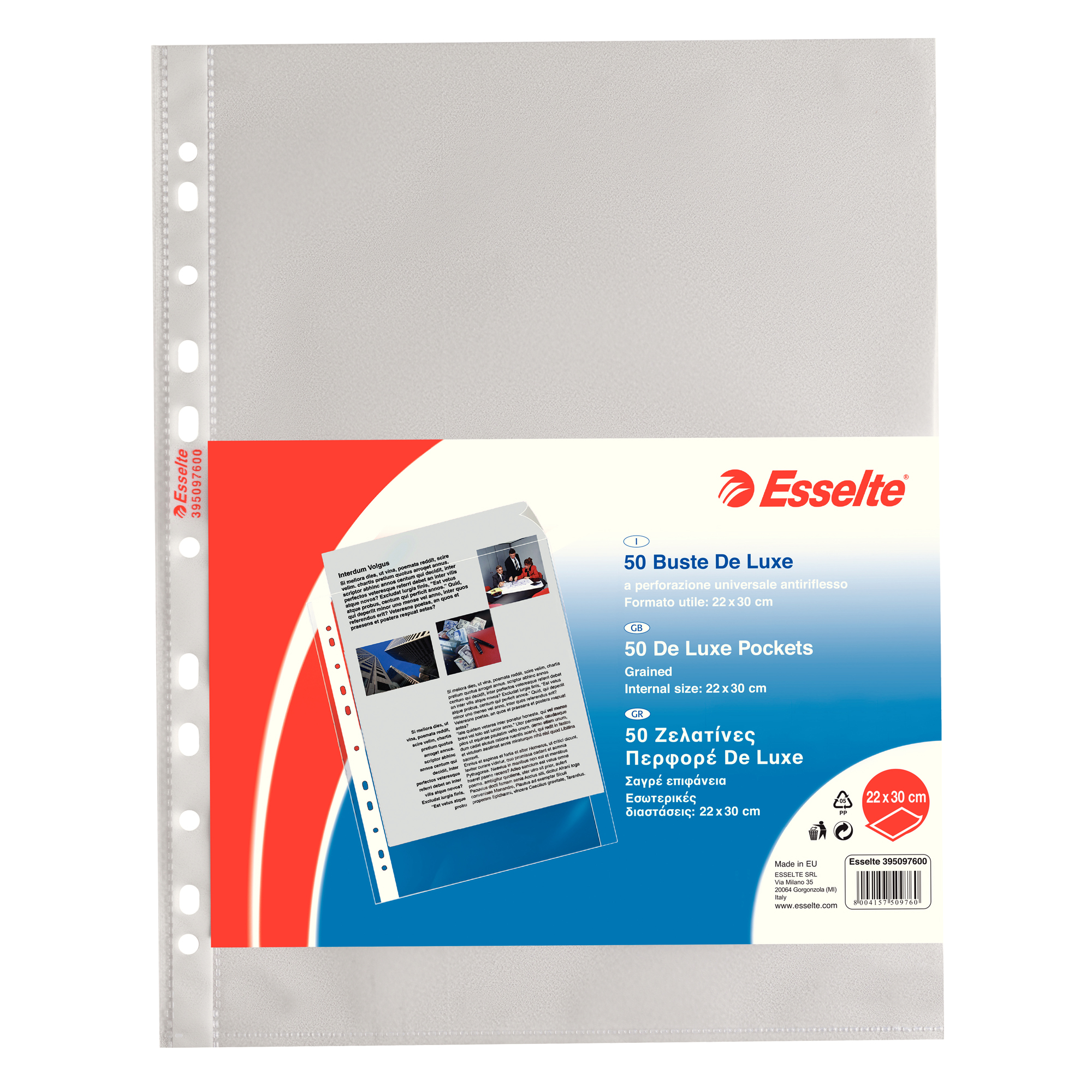 Esselte De Luxe - Busta trasparente - per A4, 220 x 300 mm - trasparente (pacchetto di 50)