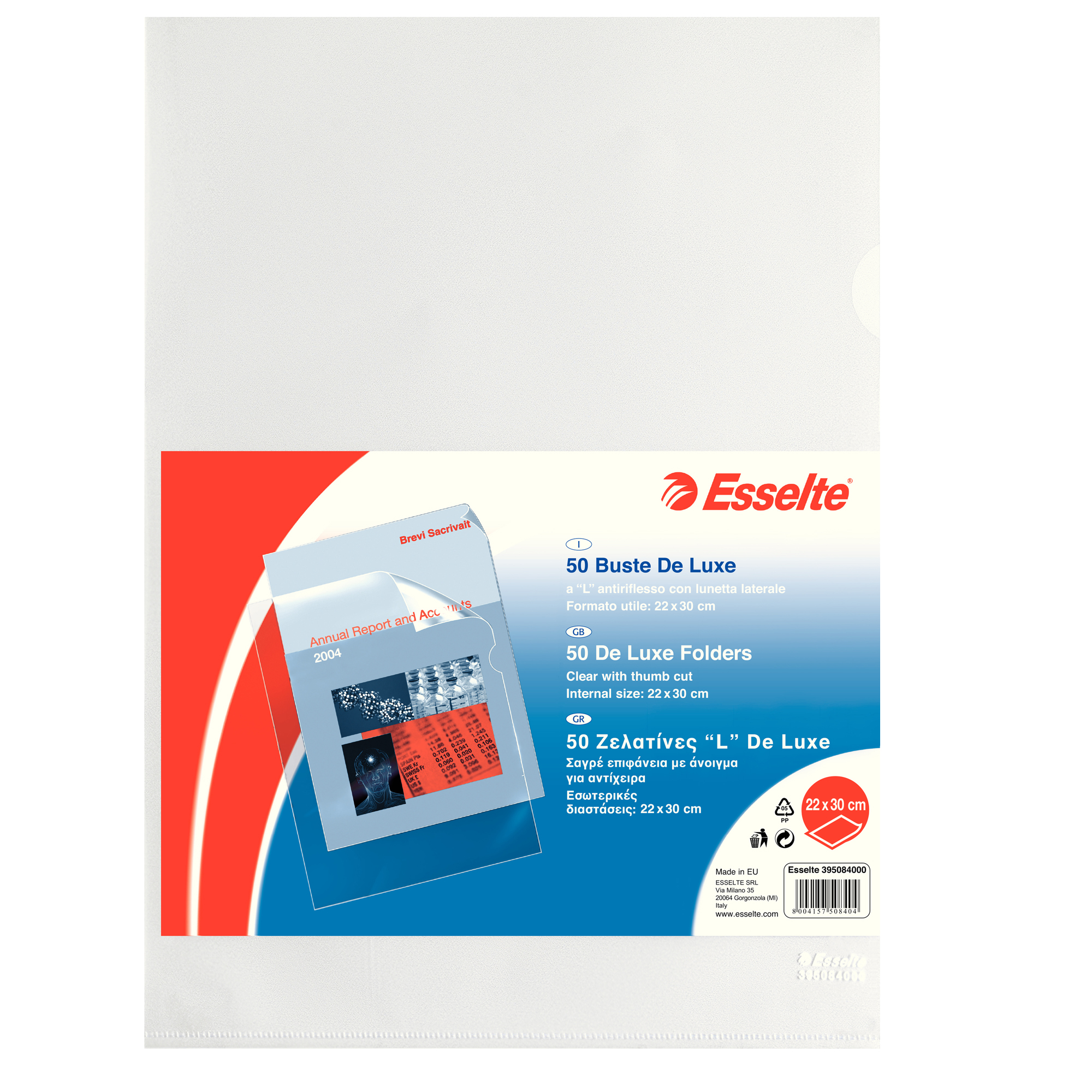 Esselte De Luxe - Cartella a L - per A4 - trasparente (pacchetto di 50)