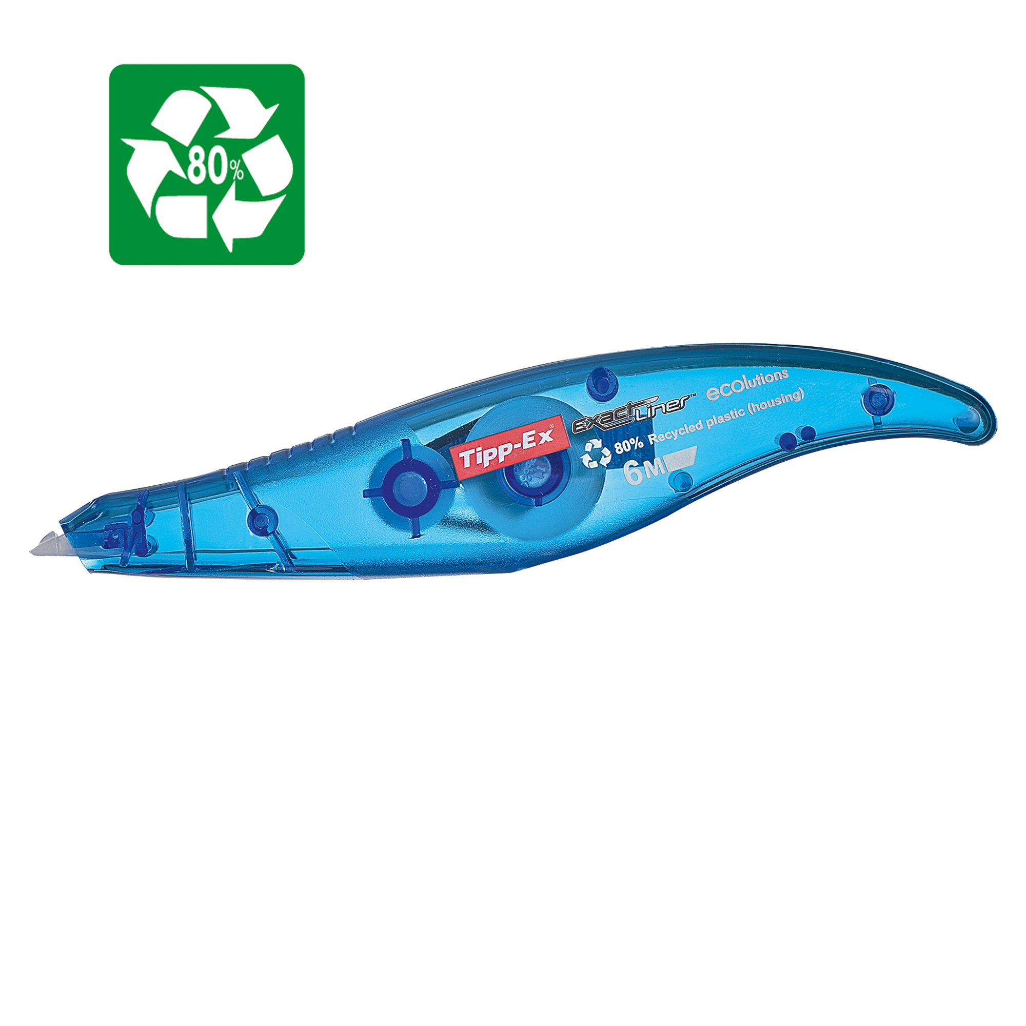 Tipp-Ex Exact Liner ecolutions - Roller correttivo - 5 mm x 6 m - poliestere - fusto blu trasparente (pacchetto di 10)