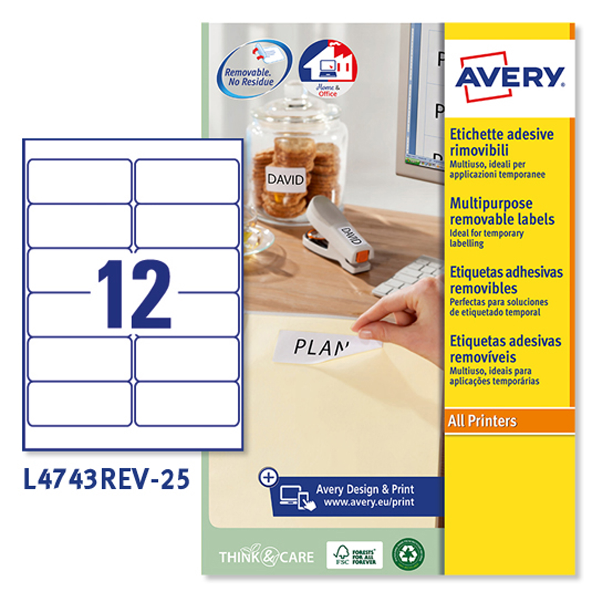 Etichette adesive L4743REV - in carta - angoli …