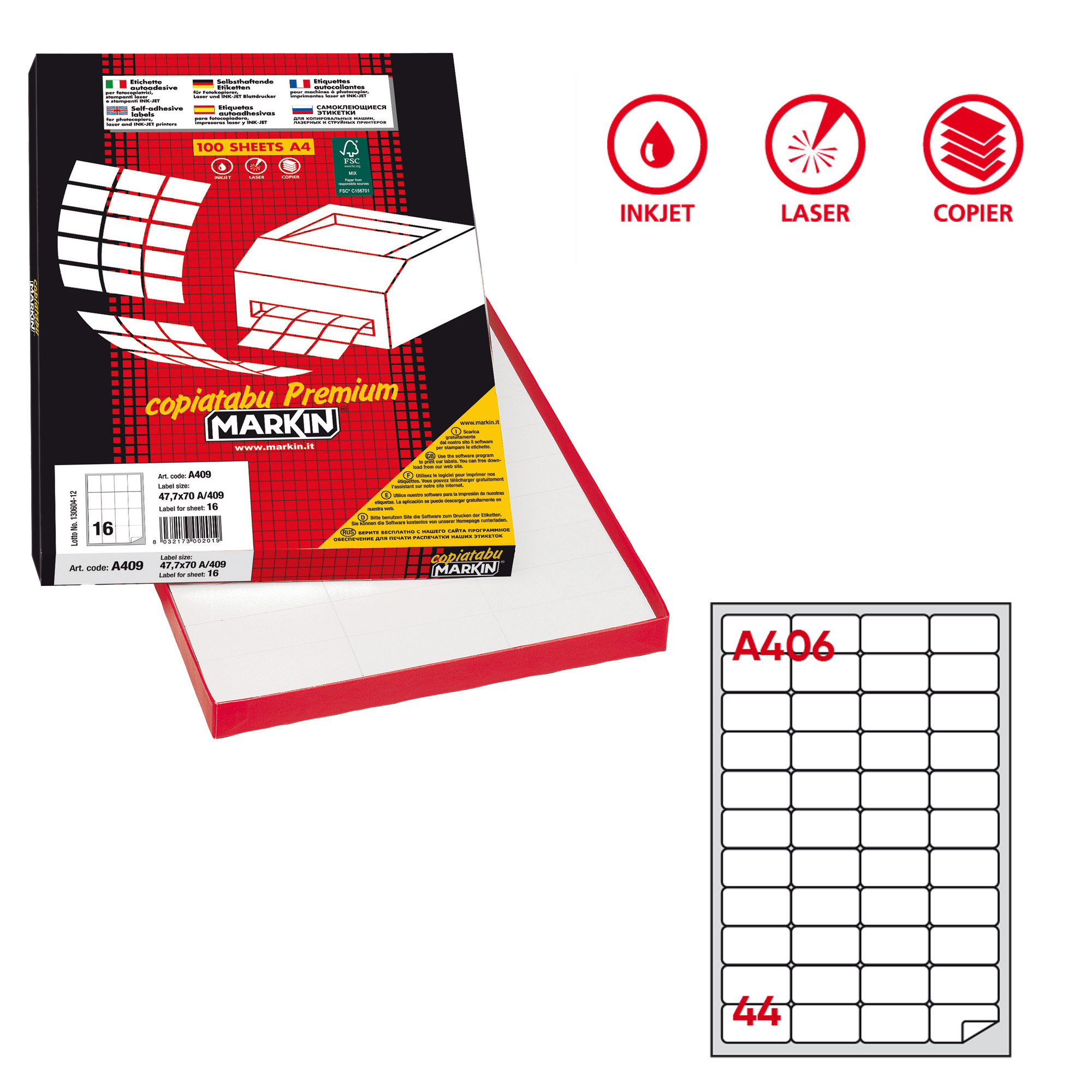 Etichette adesive A/406 - in carta - permanenti …