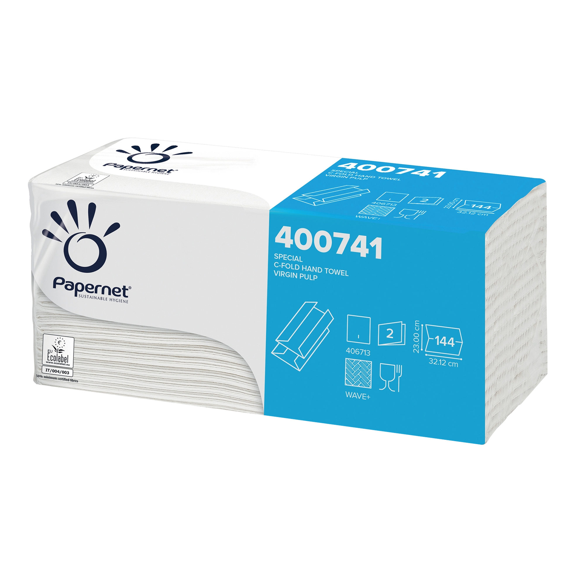 Papernet Special - Asciugamani - pura cellulosa - 144 fogli - piega a C - bianco - per P/N: 406713