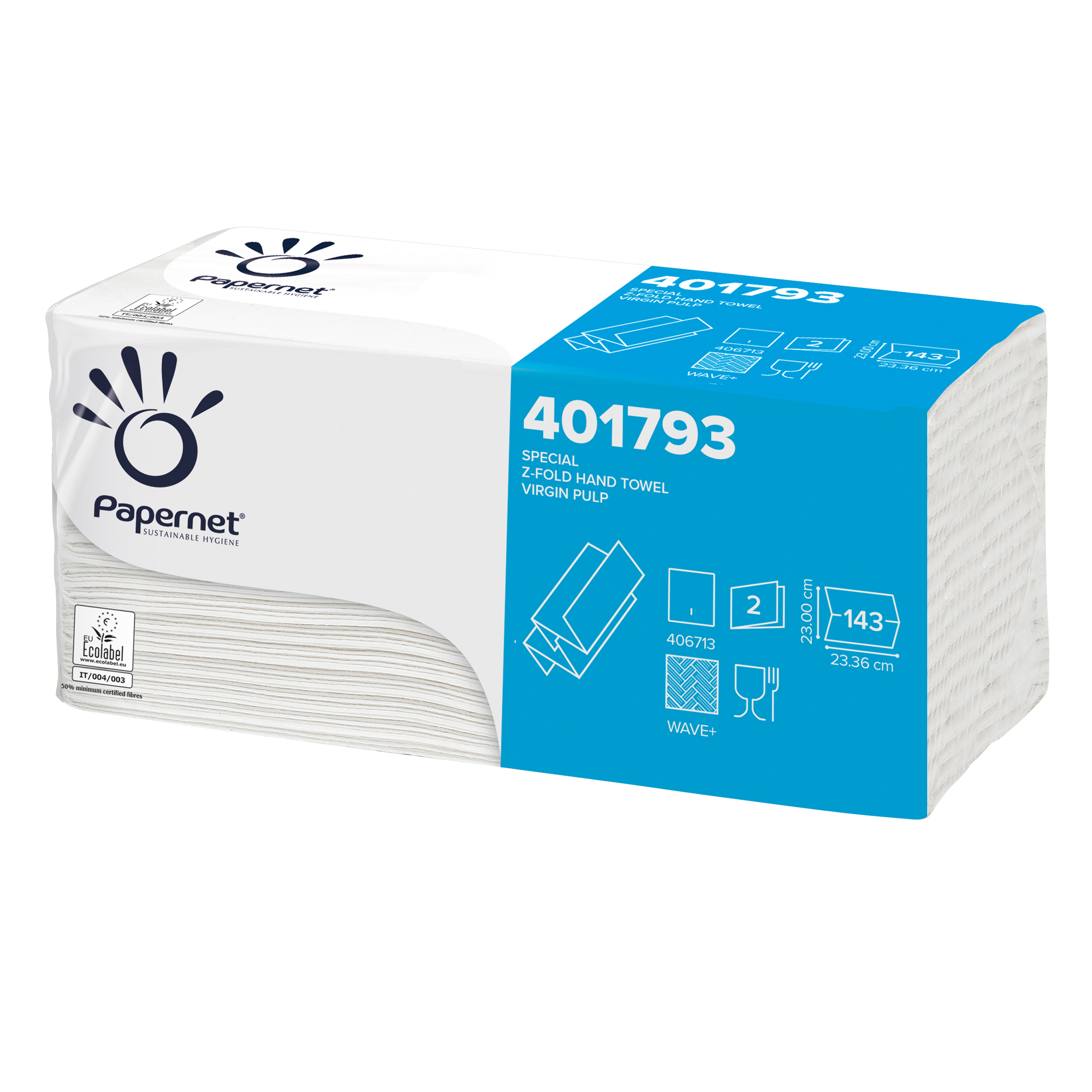 Papernet Special - Asciugamani - pura cellulosa - 143 fogli - piega a Z - bianco - per P/N: 406720