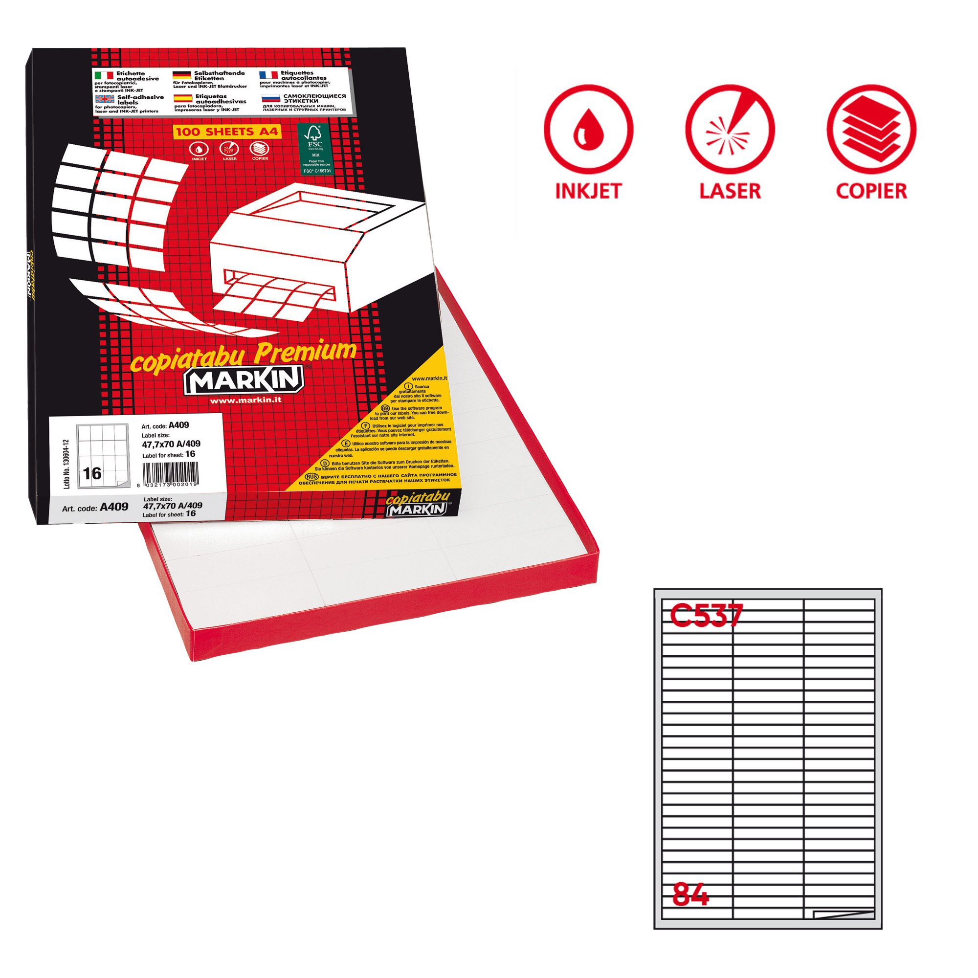Etichette adesive C/537 - in carta - permanenti …