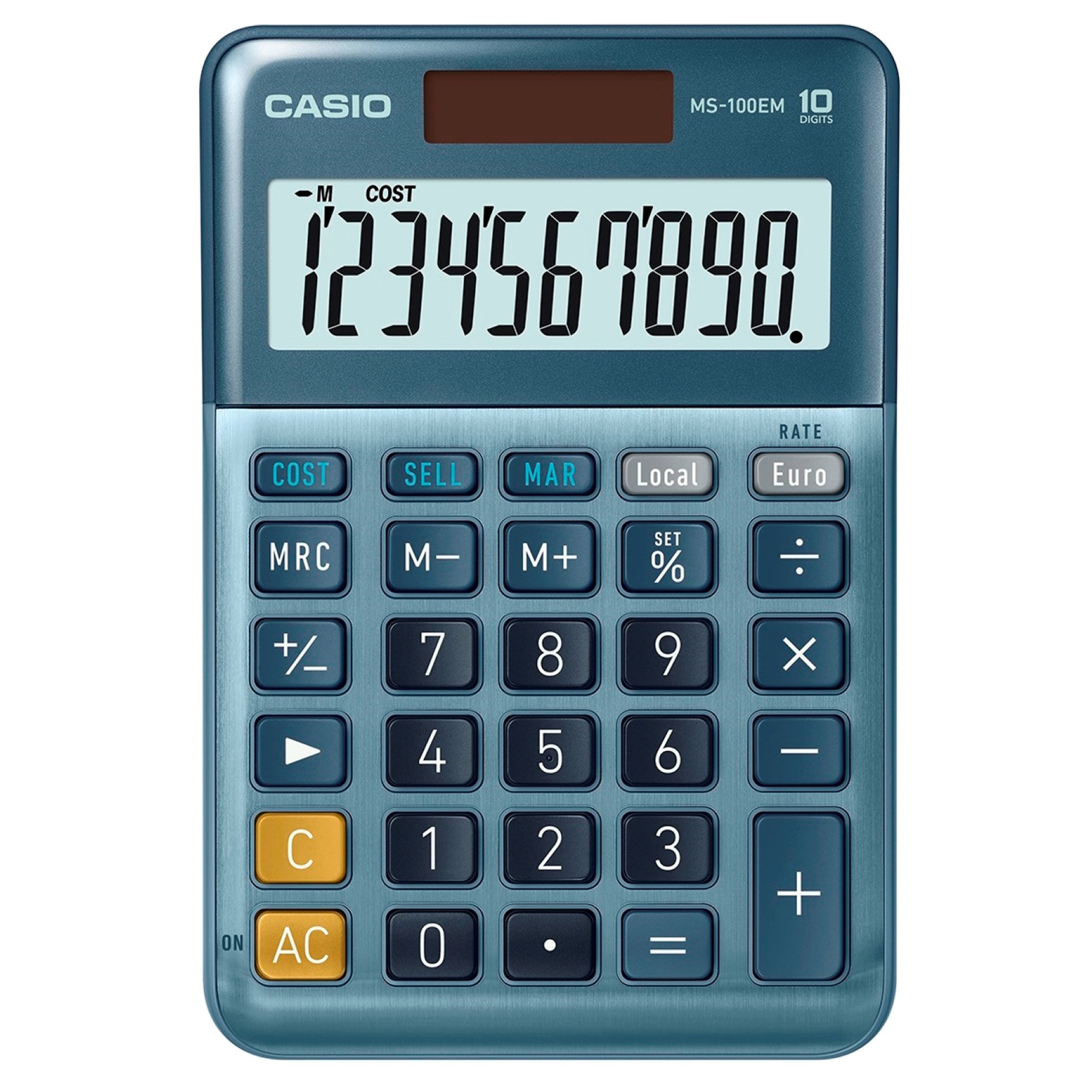 Casio MS-100EM - Calcolatrice da tavolo - 10 cifre - pannello solare, batteria