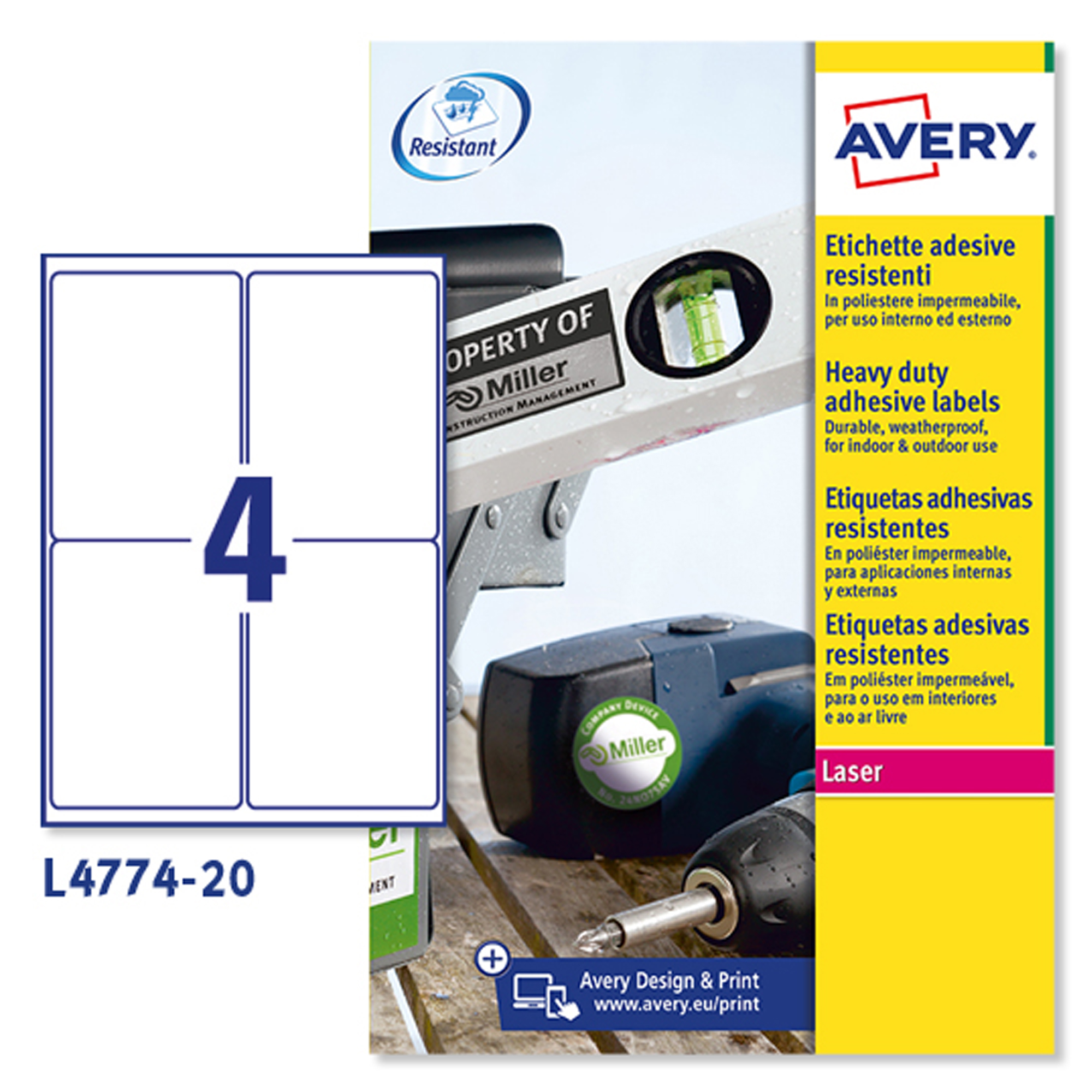 Etichette adesive L4774 - in poliestere - laser …