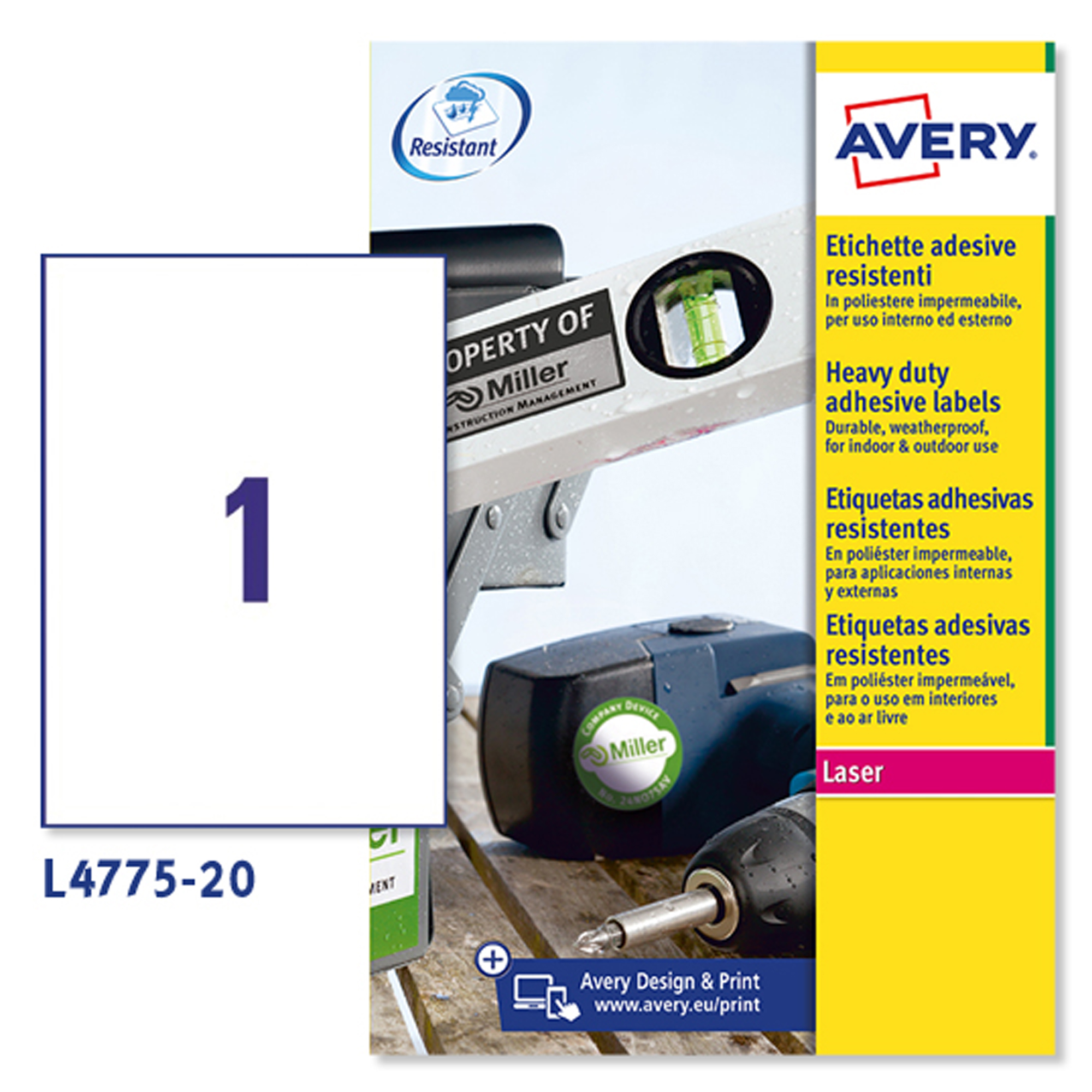 Etichette adesive L4775 - in poliestere - laser …