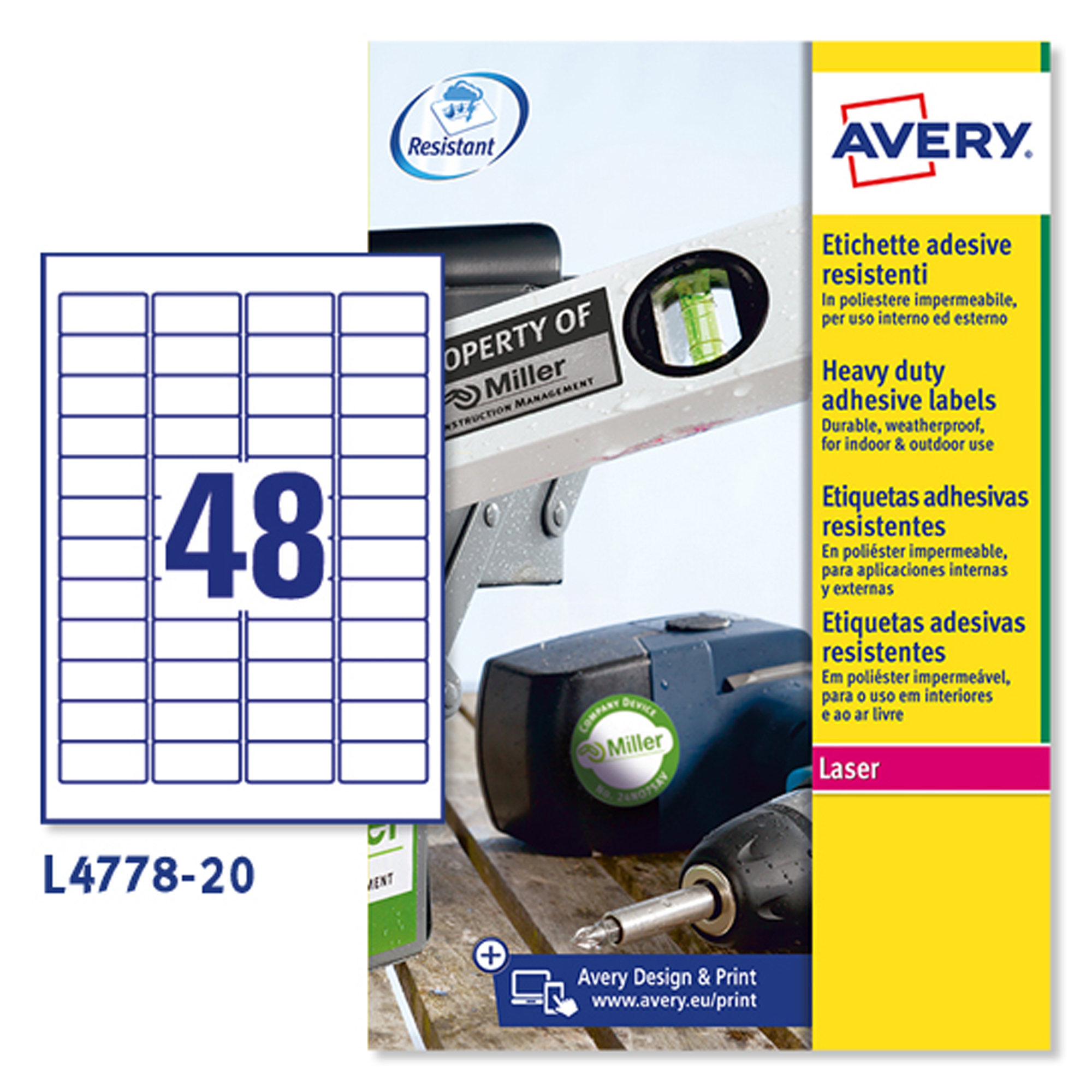 Etichette adesive L4778 - in poliestere - laser …