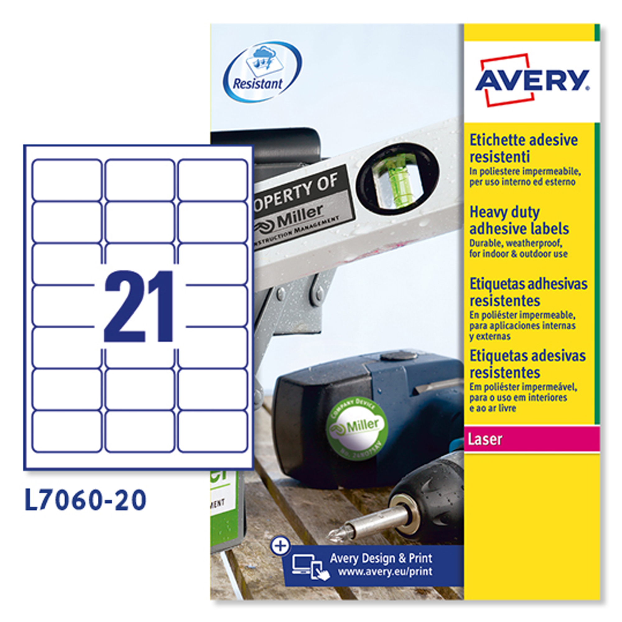 Etichette adesive L7060 - in poliestere - laser …