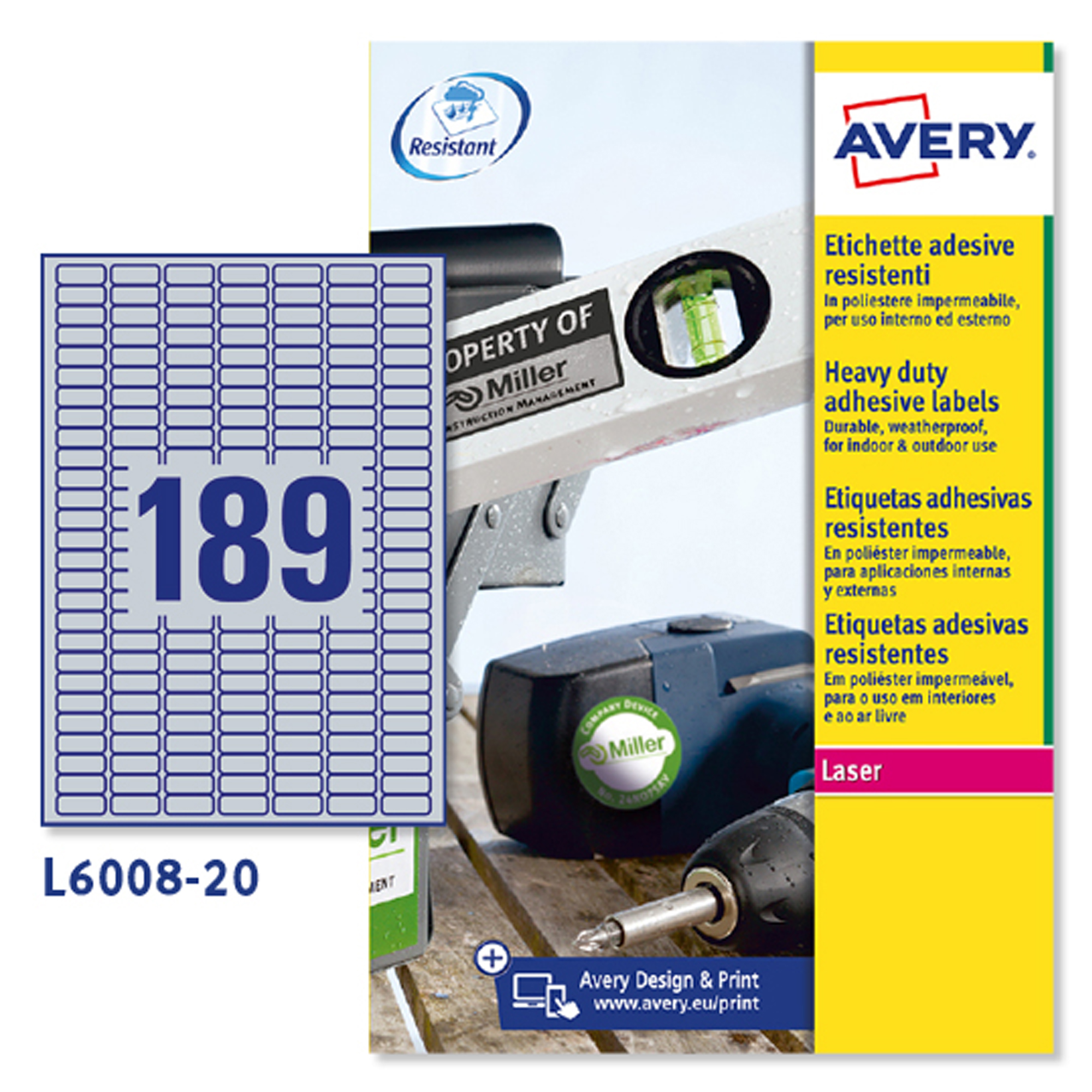Etichette adesive L6008 - in poliestere - laser …