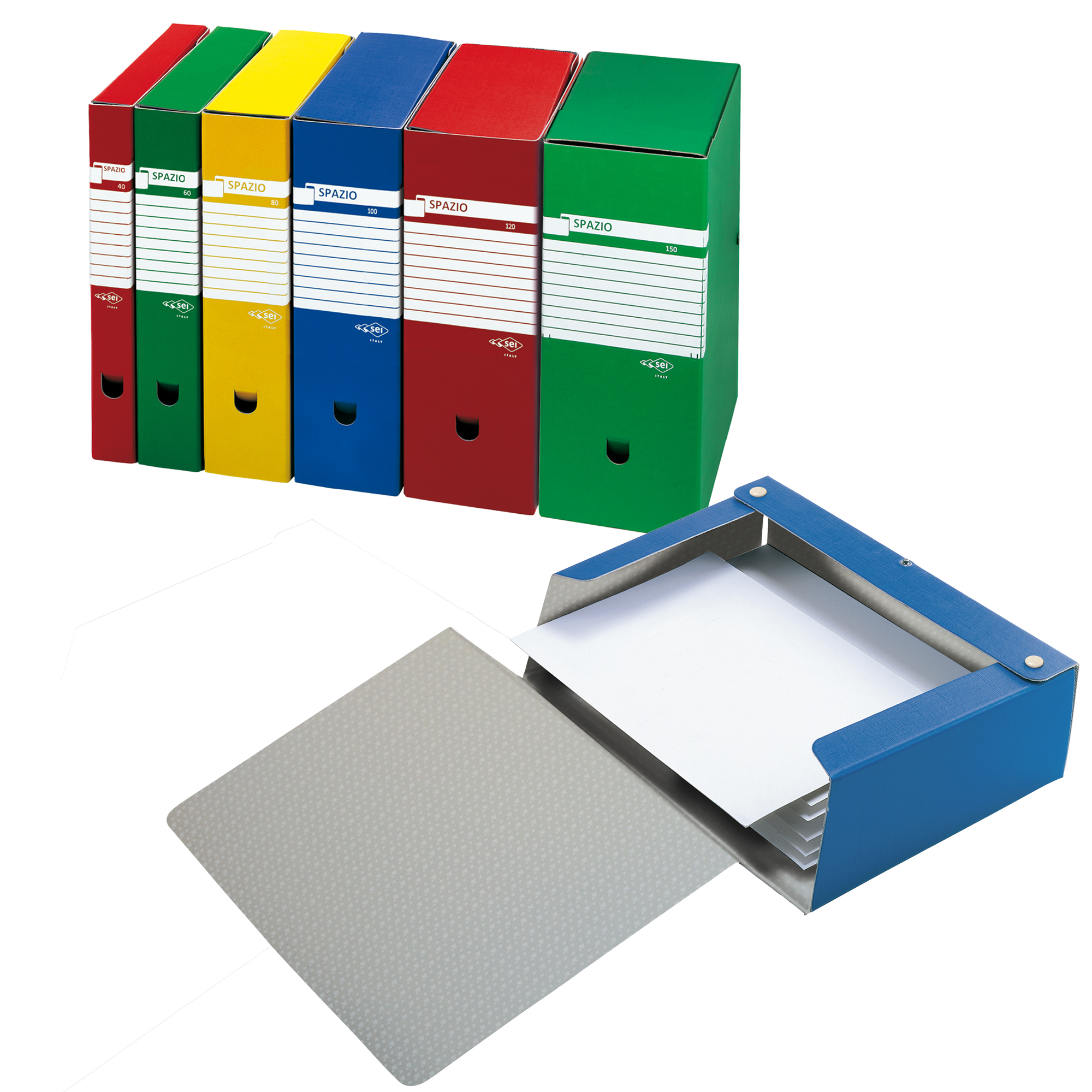 Scatola archivio Spazio - dorso 12 cm - 25 x 35 cm - blu - Sei Rota