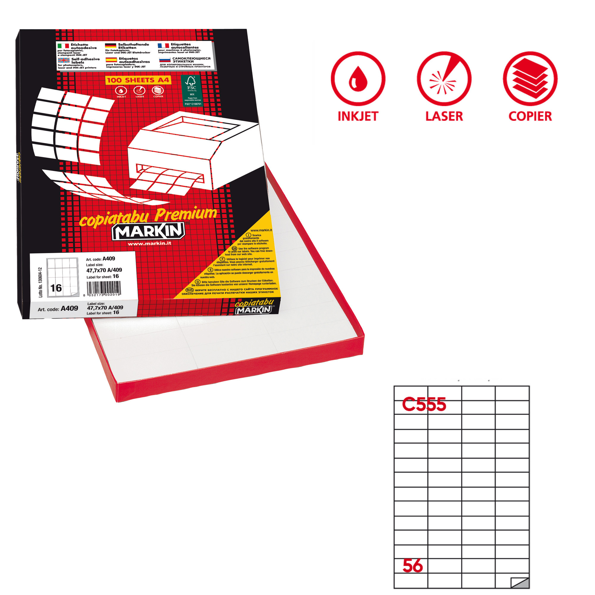 Etichette adesive C/555 - in carta - permanenti …