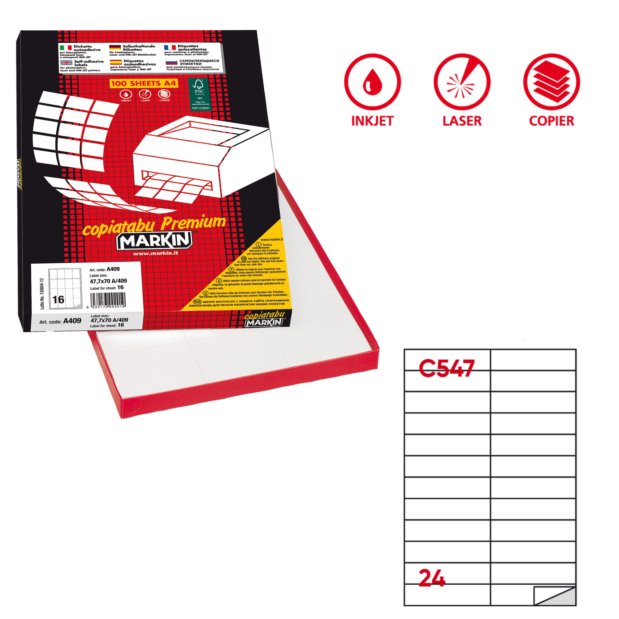 Etichette adesive C/547 - in carta - permanenti …