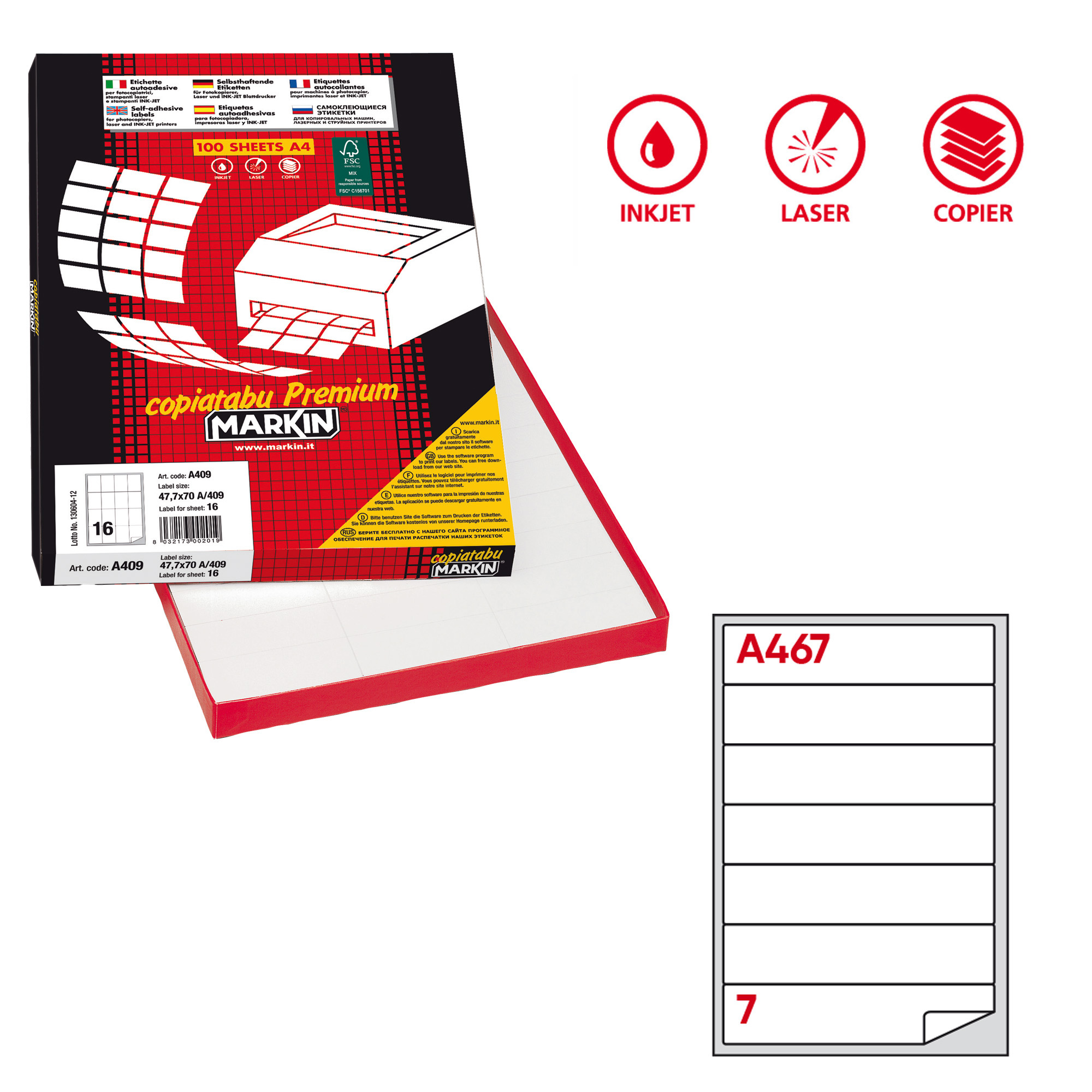 Etichette adesive A/467 - in carta - permanenti …