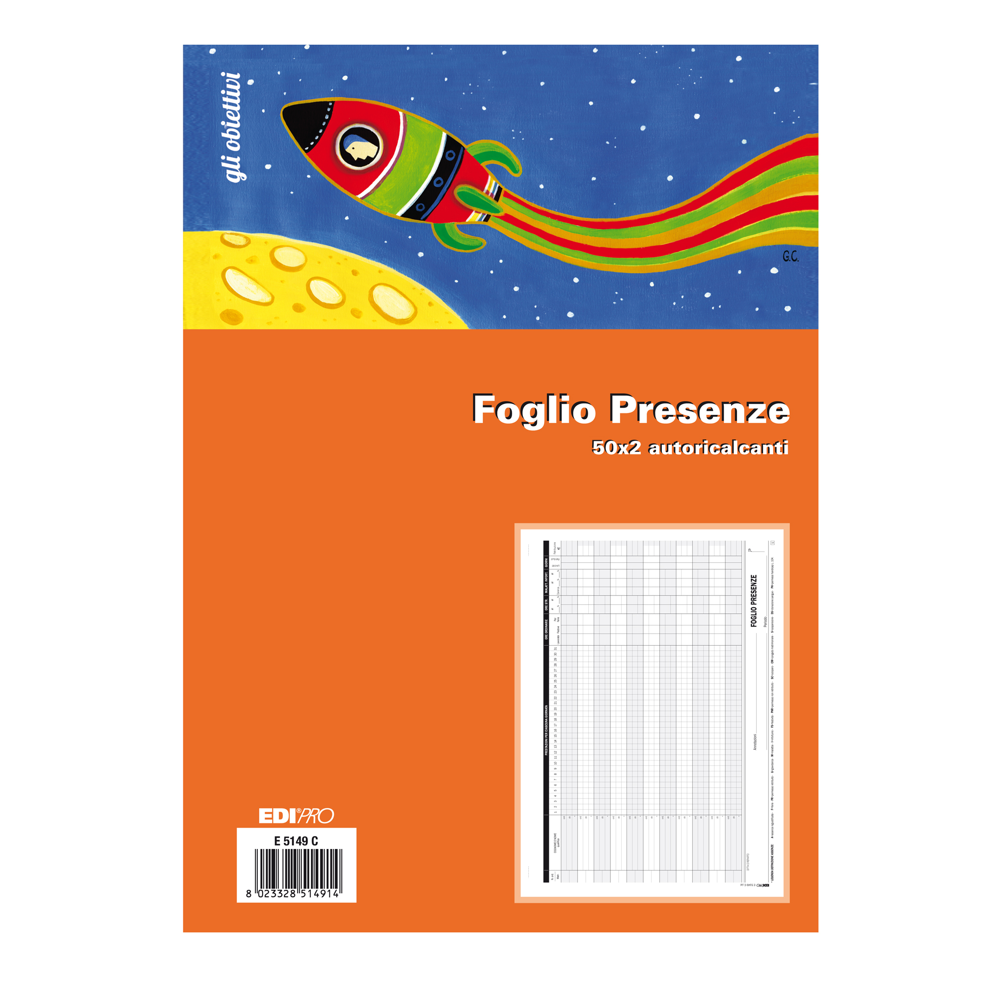 Edipro - Modulo presenza mensile - 50 fogli - duplicato - senza carbonio