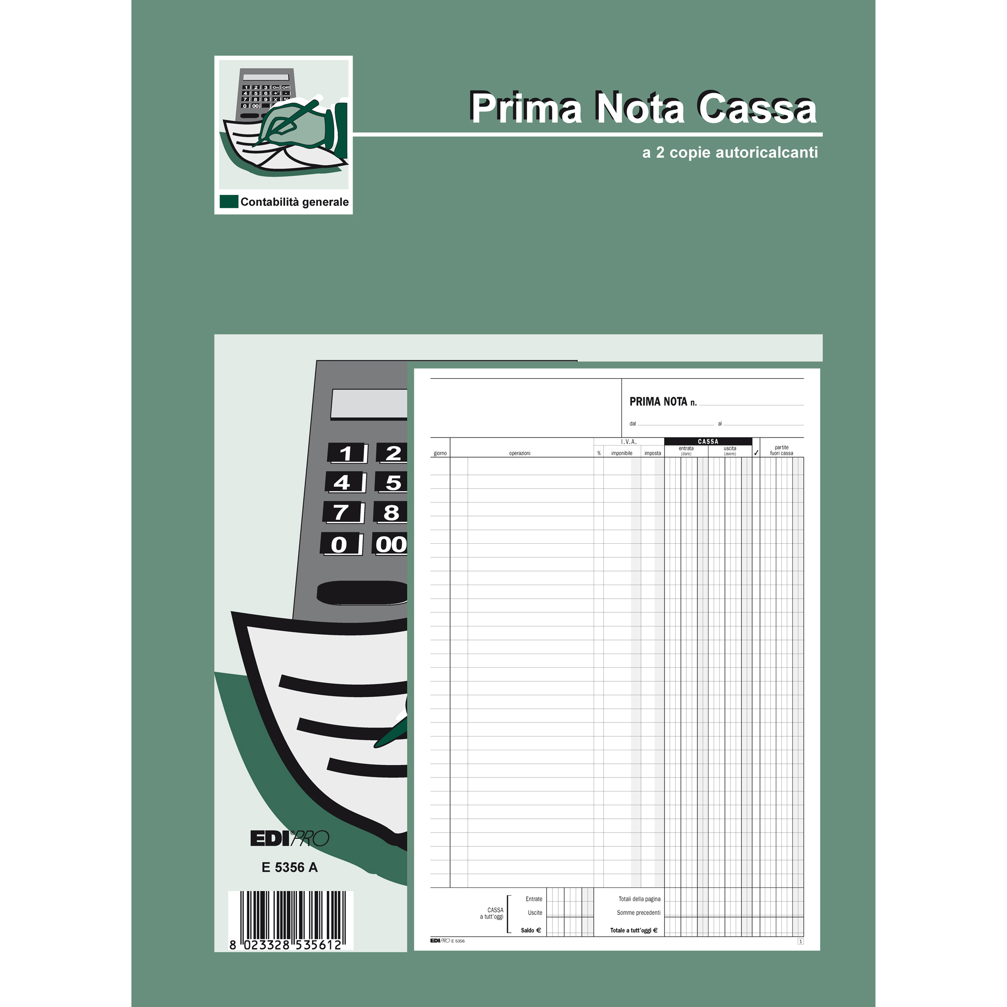 Edipro - Modulo prima nota - 50 fogli - 210 x 310 mm - duplicato