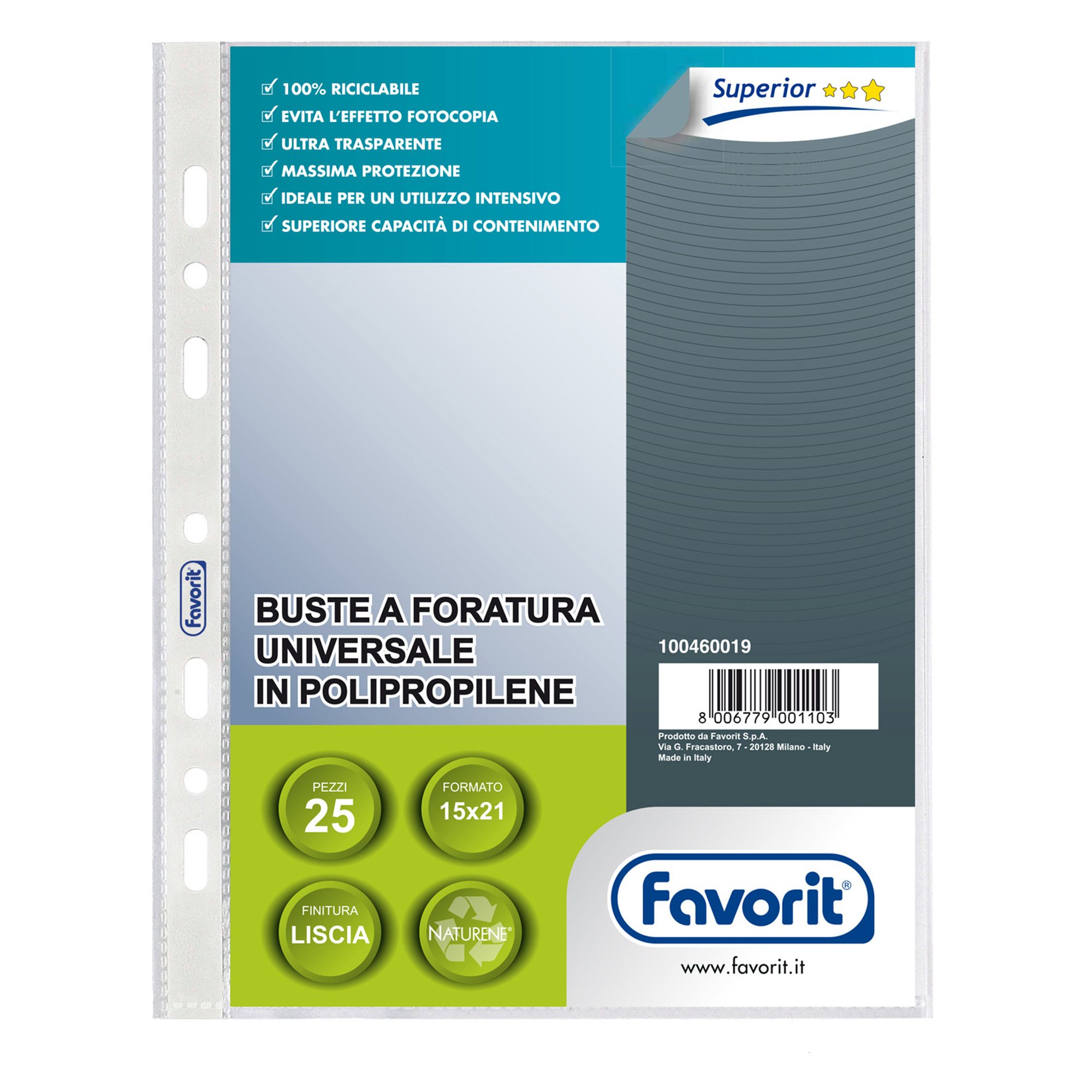 Favorit SUPERIOR - Busta trasparente - per 150 x 210 mm - trasparente (pacchetto di 25)