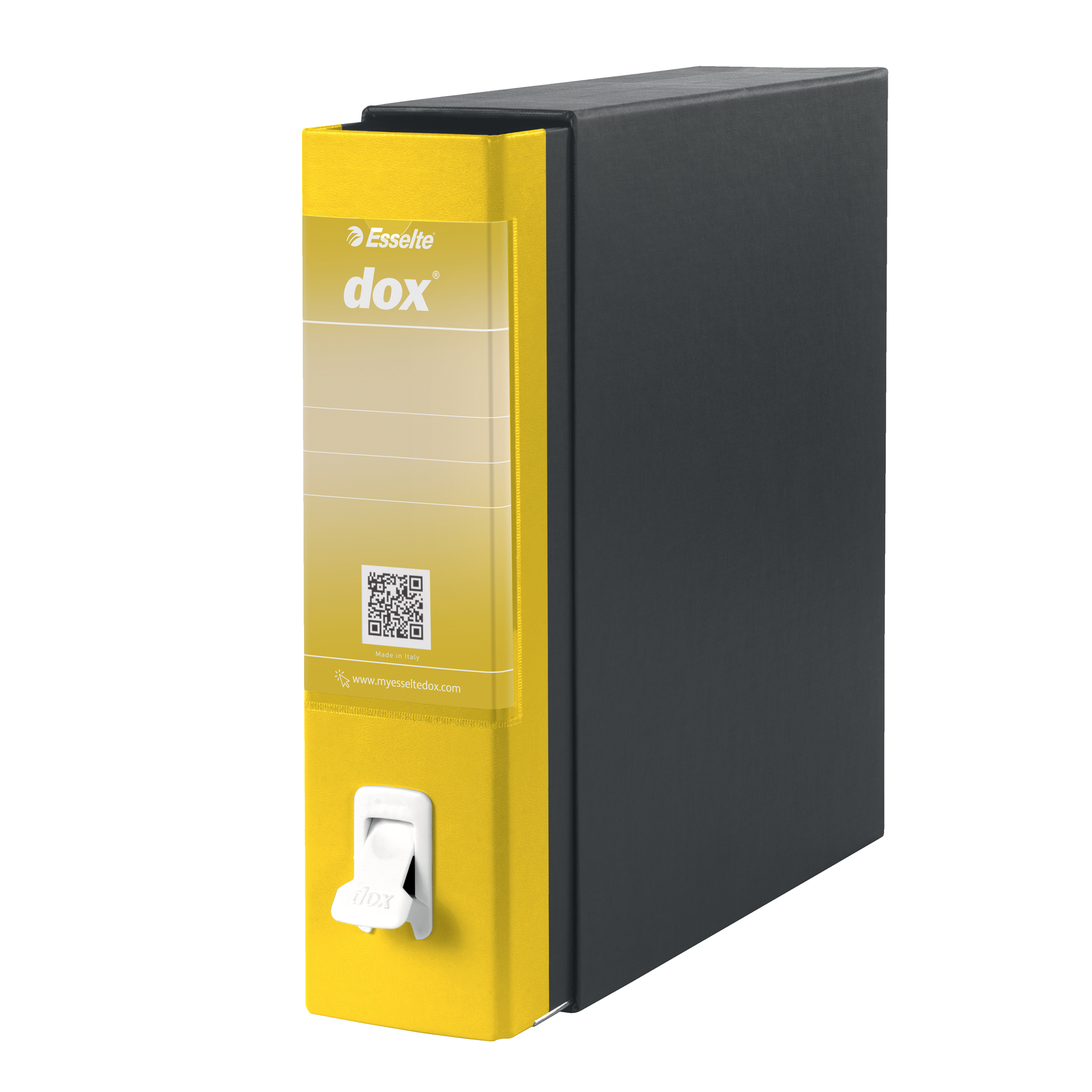 Rexel Dox Box 1 - Cartellina con meccanismo a leva - larghezza dorsale 80 mm - per A4 - capacità 500 fogli - giallo