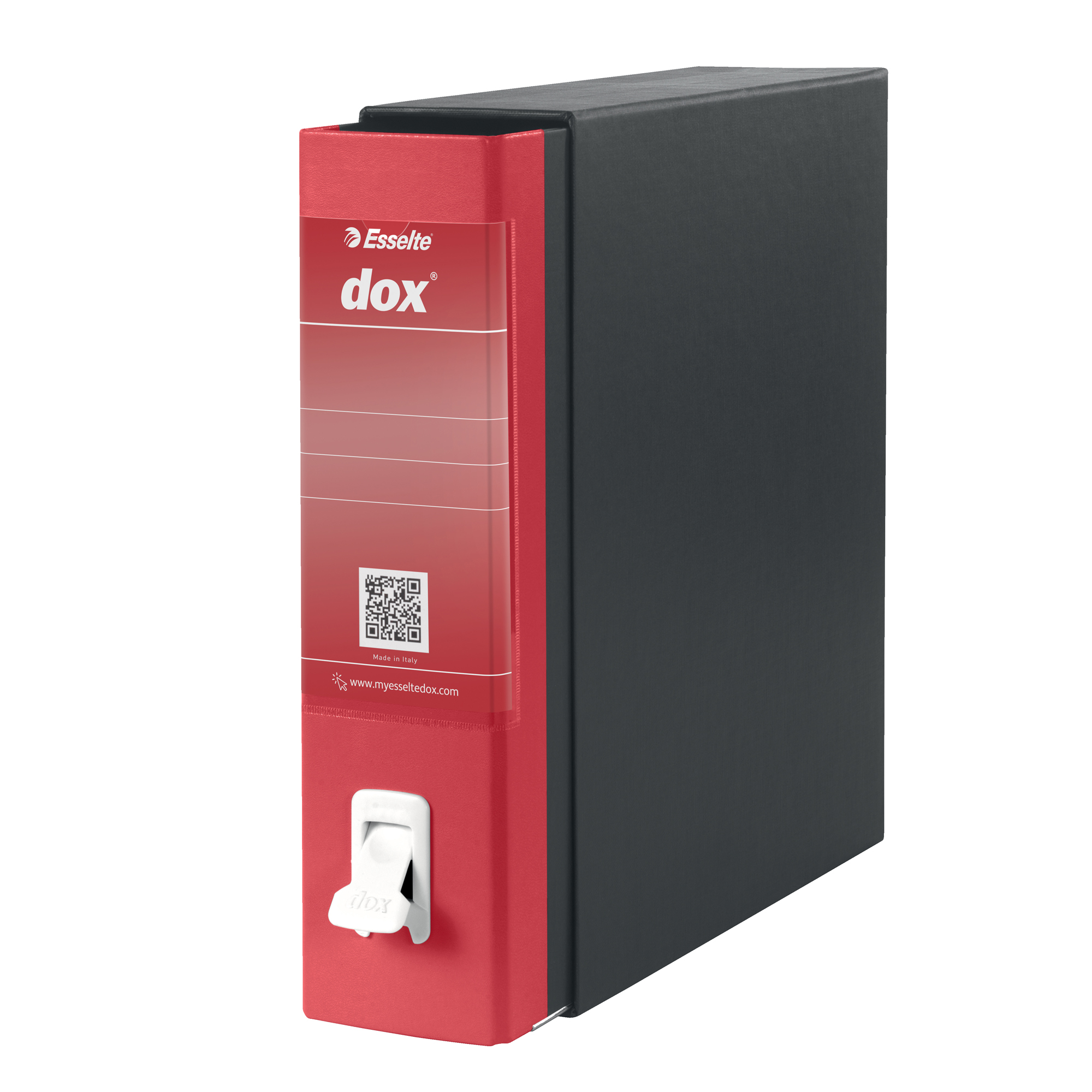Rexel Dox Box 1 - Cartellina con meccanismo a leva - larghezza dorsale 85 mm - per A4 - capacità 500 fogli - rosso
