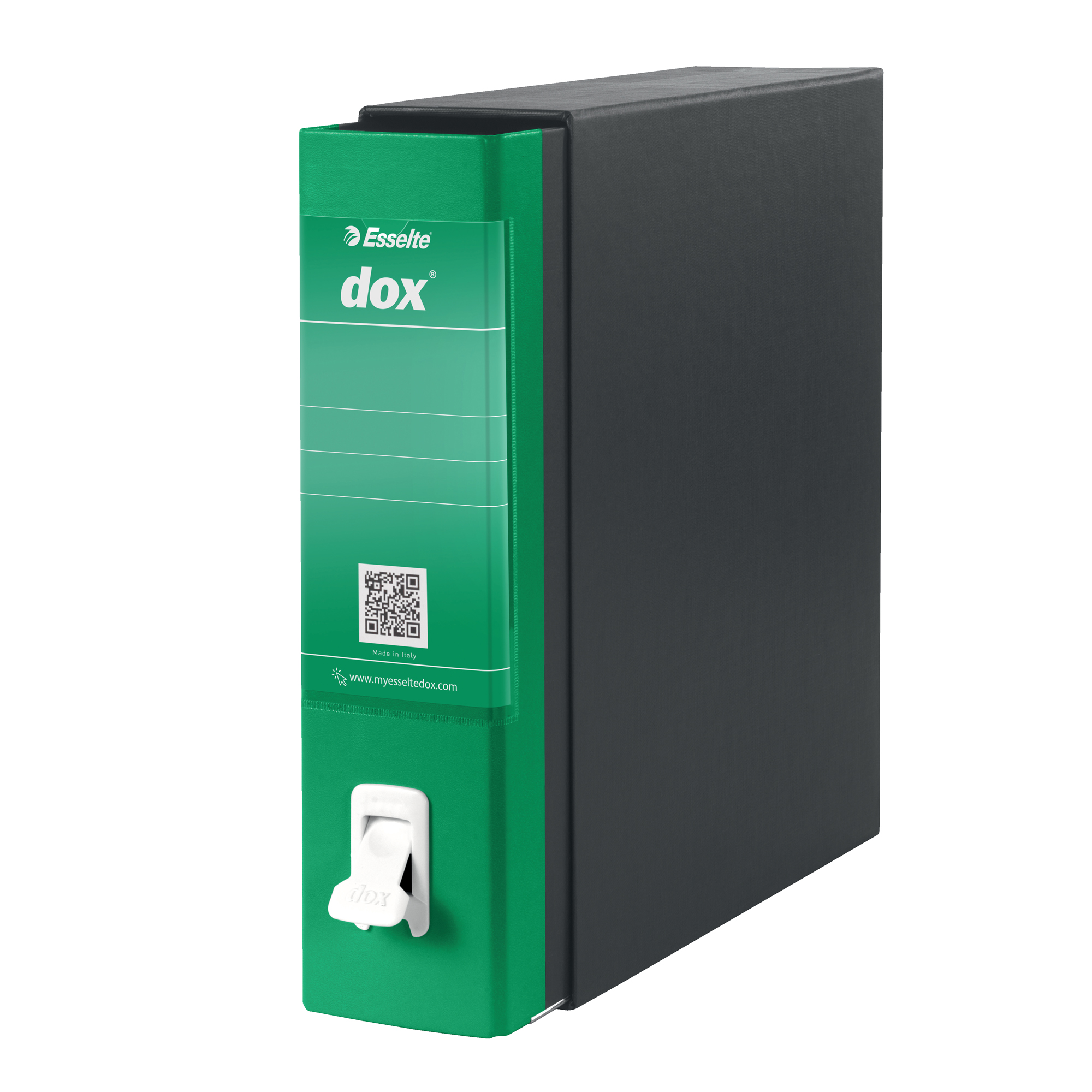 Rexel Dox Box 1 - Cartellina con meccanismo a leva - larghezza dorsale 85 mm - per A4 - capacità 500 fogli - verde