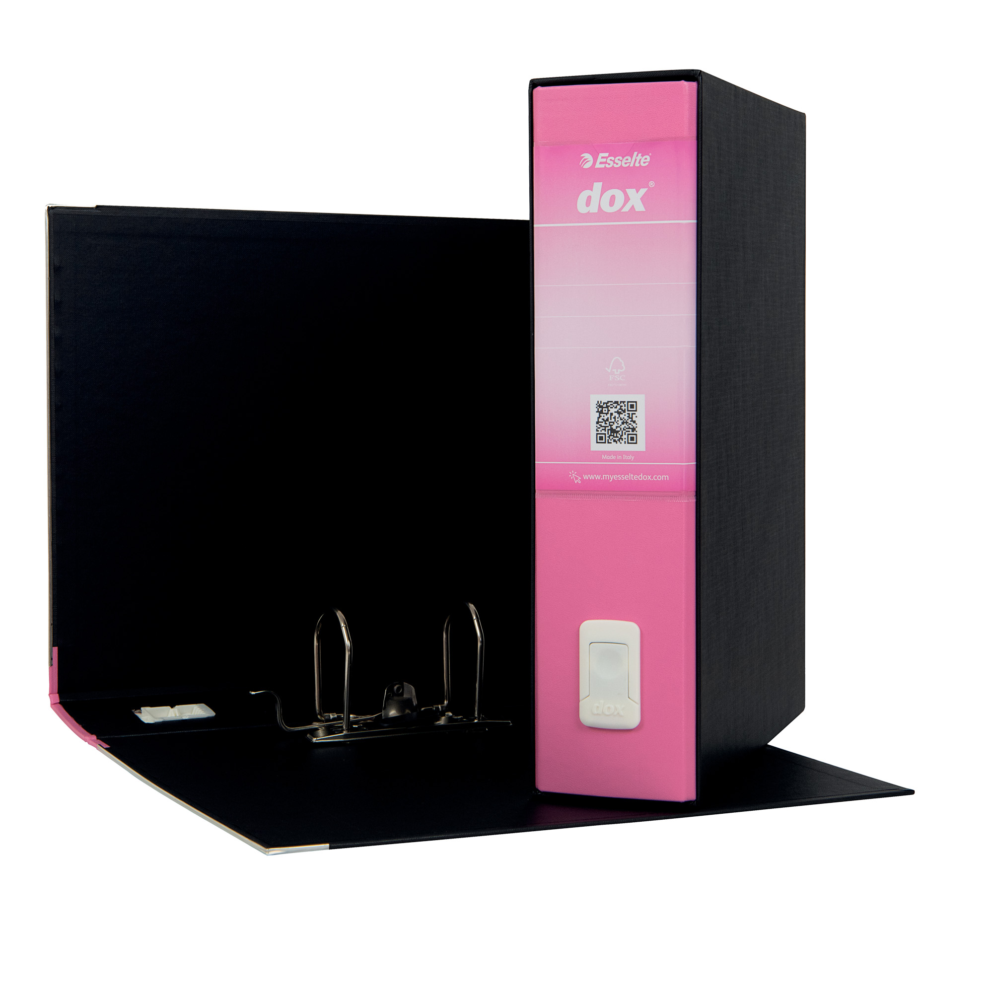 Rexel Dox Box 2 - Cartellina con meccanismo a leva - larghezza dorsale 80 mm - per A4, A4 Plus - rosa