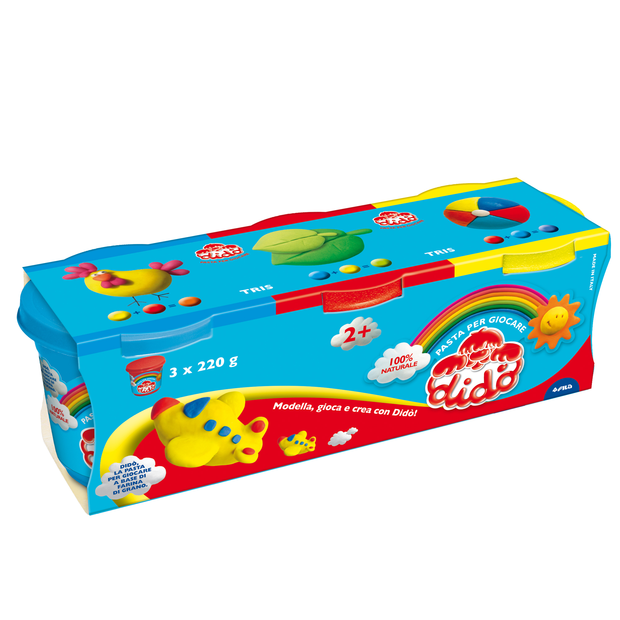 Tris barattoli da 220gr - giallo/rosso/azzurro - DiDò …