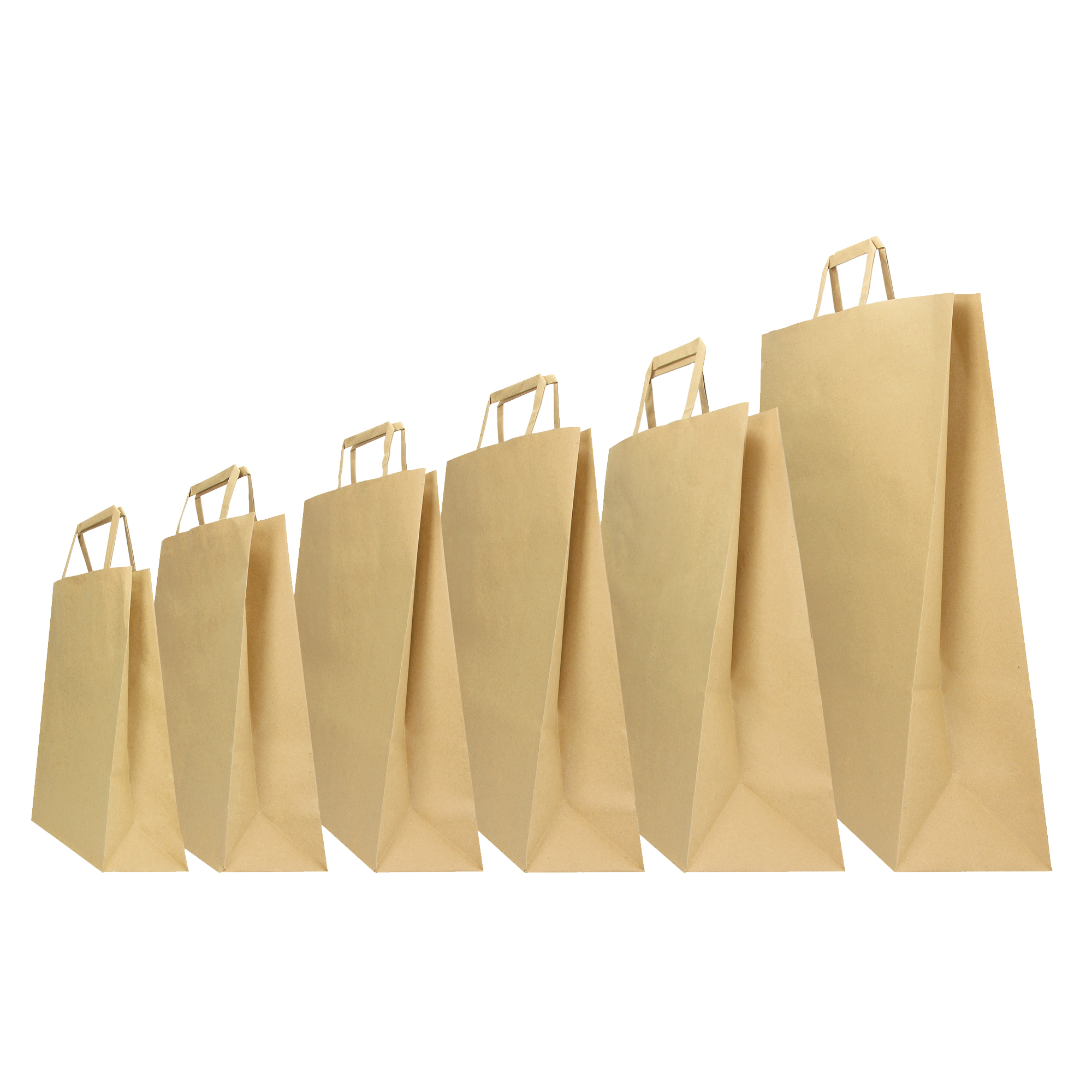 Shopper - maniglie piattina - 26 x 11 x 34,5 cm - carta kraft - avana - Mainetti Bags - conf. 25 pezzi