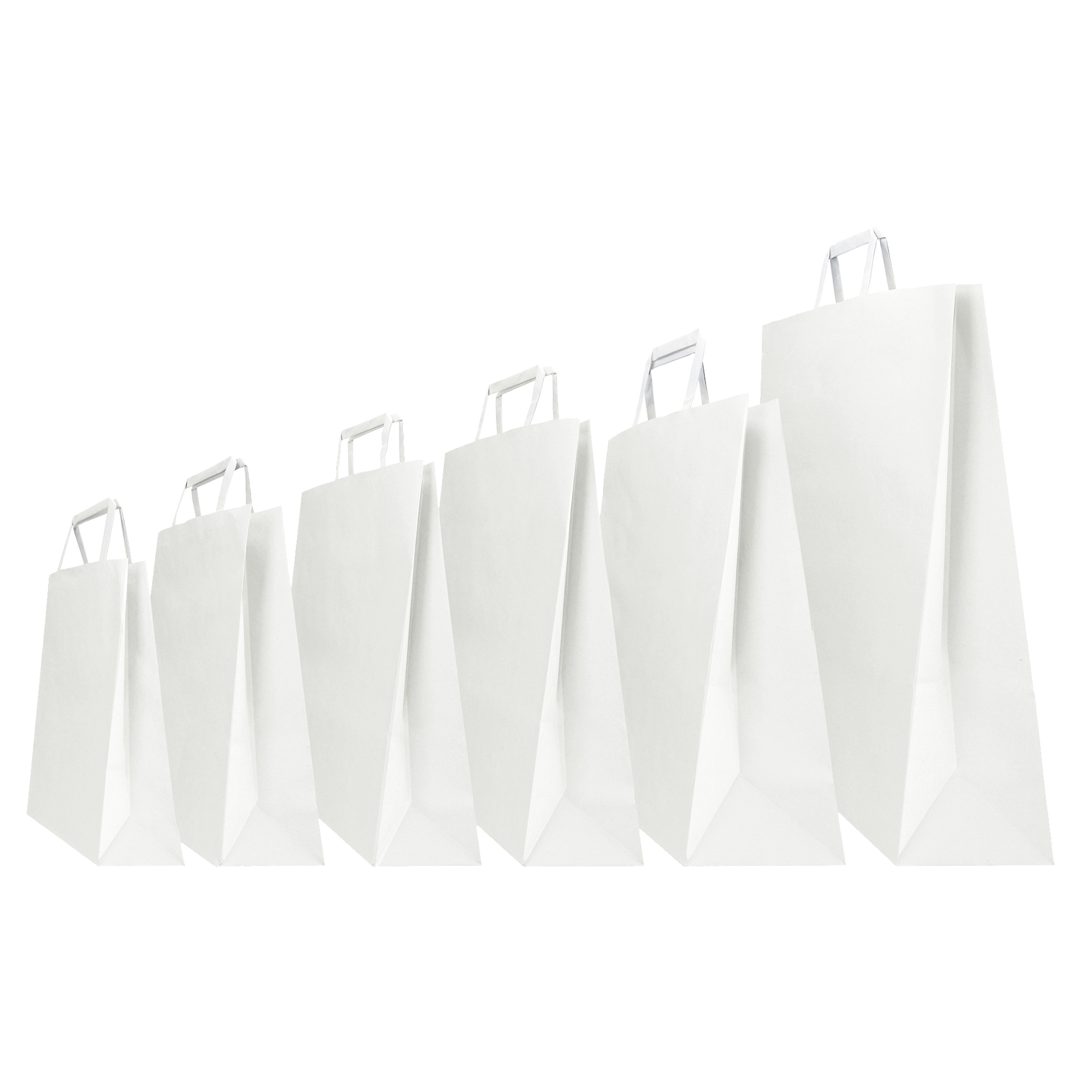 Shopper - maniglia piattina - 45 x 15 x 50 cm - carta kraft - bianco - Mainetti Bags - conf. 25 pezzi