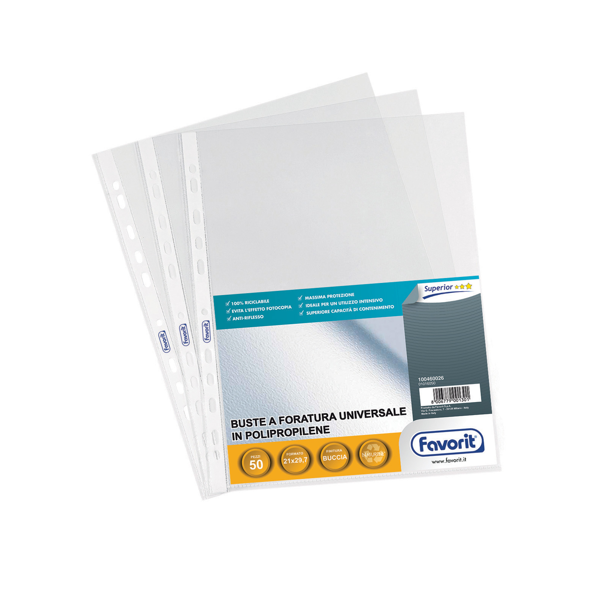 Favorit SUPERIOR - Busta trasparente - per A4 - trasparente (pacchetto di 50)