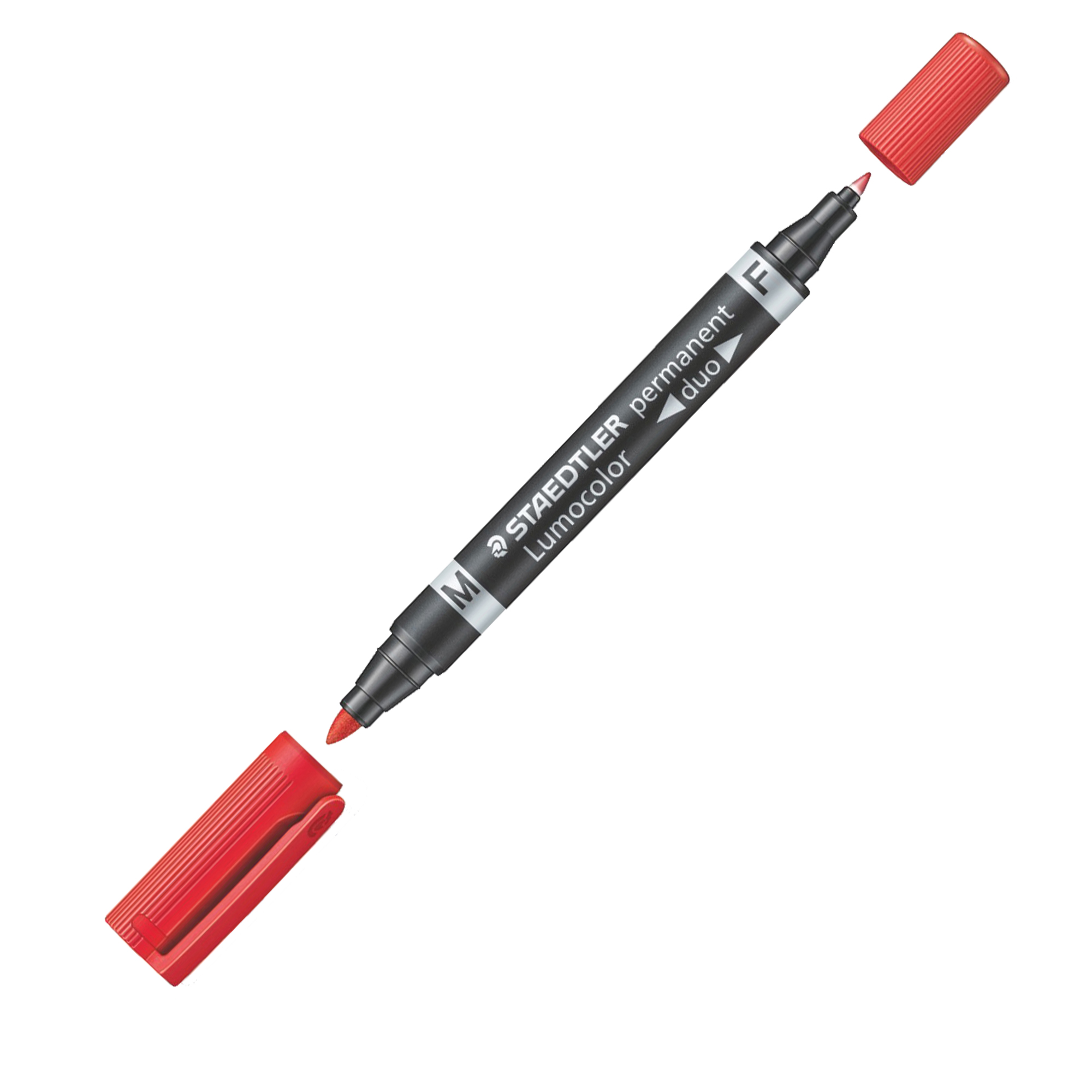 STAEDTLER Lumocolor duo - Pennarello a due punte - permanente - rosso - 1.5 mm / 0.6 mm - medio / fine