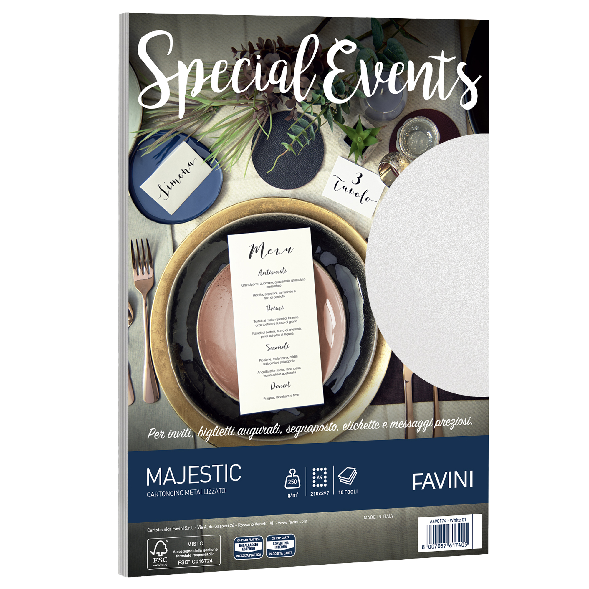 FAVINI Special Events - Bianco - A4 (210 x 297 mm) - 250 g/m² - 10 fogli carta comune