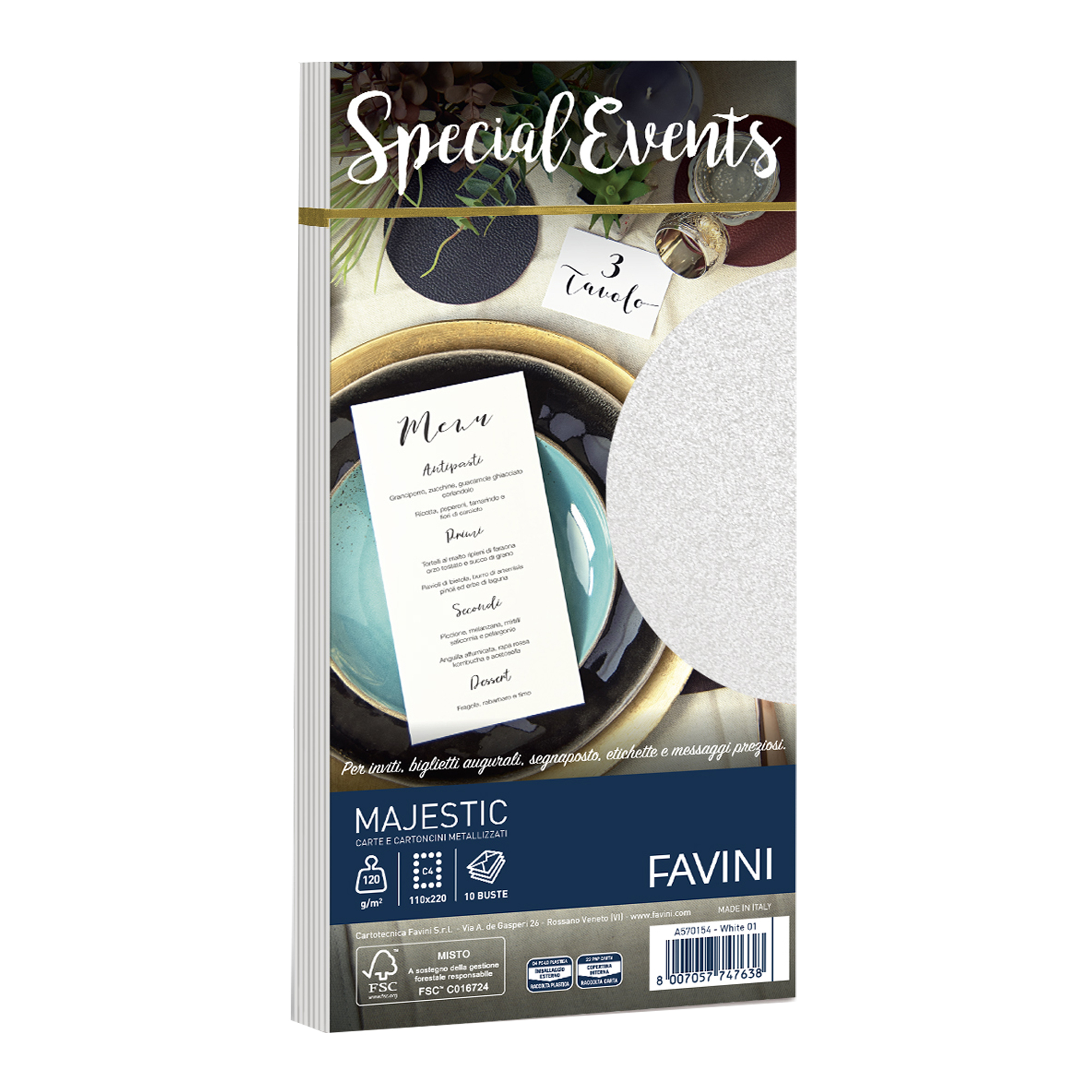 FAVINI Special Events Top Collection - Busta - International C4 (229 x 324 mm) - triangolare - apertura laterale - stampabile - bianco - pacco da 10