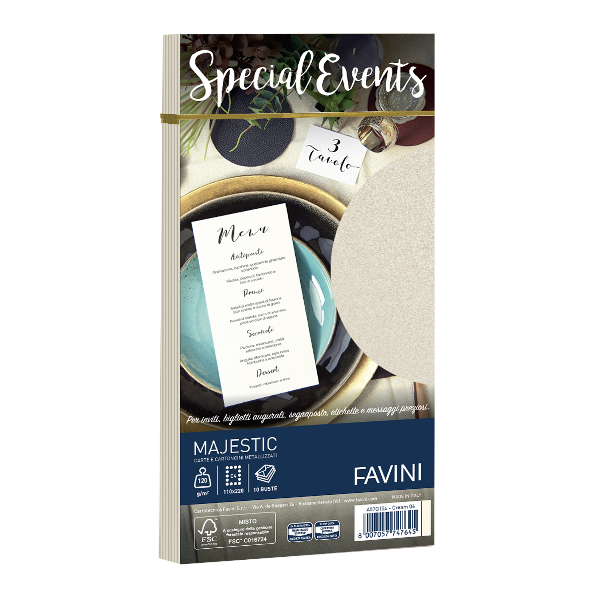 FAVINI Special Events Top Collection - Busta - International C4 (229 x 324 mm) - triangolare - apertura laterale - stampabile - crema - pacco da 10