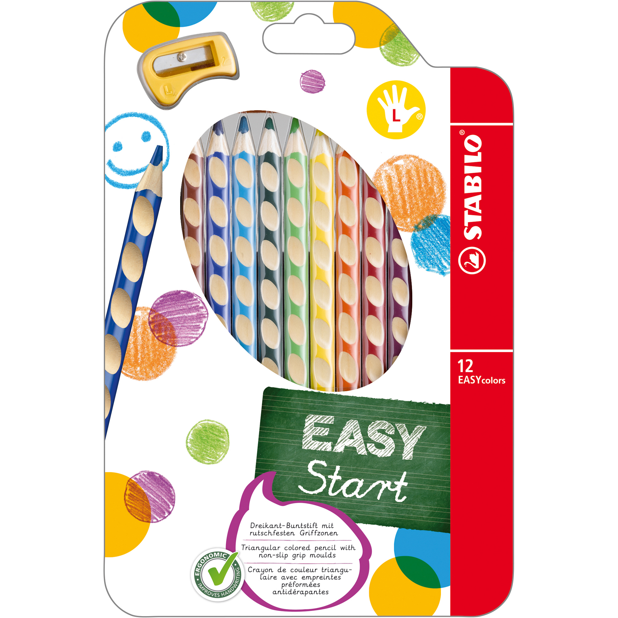 STABILO EASYcolors - Pastello colorato - colori assortiti - 4.2 mm (pacchetto di 12)