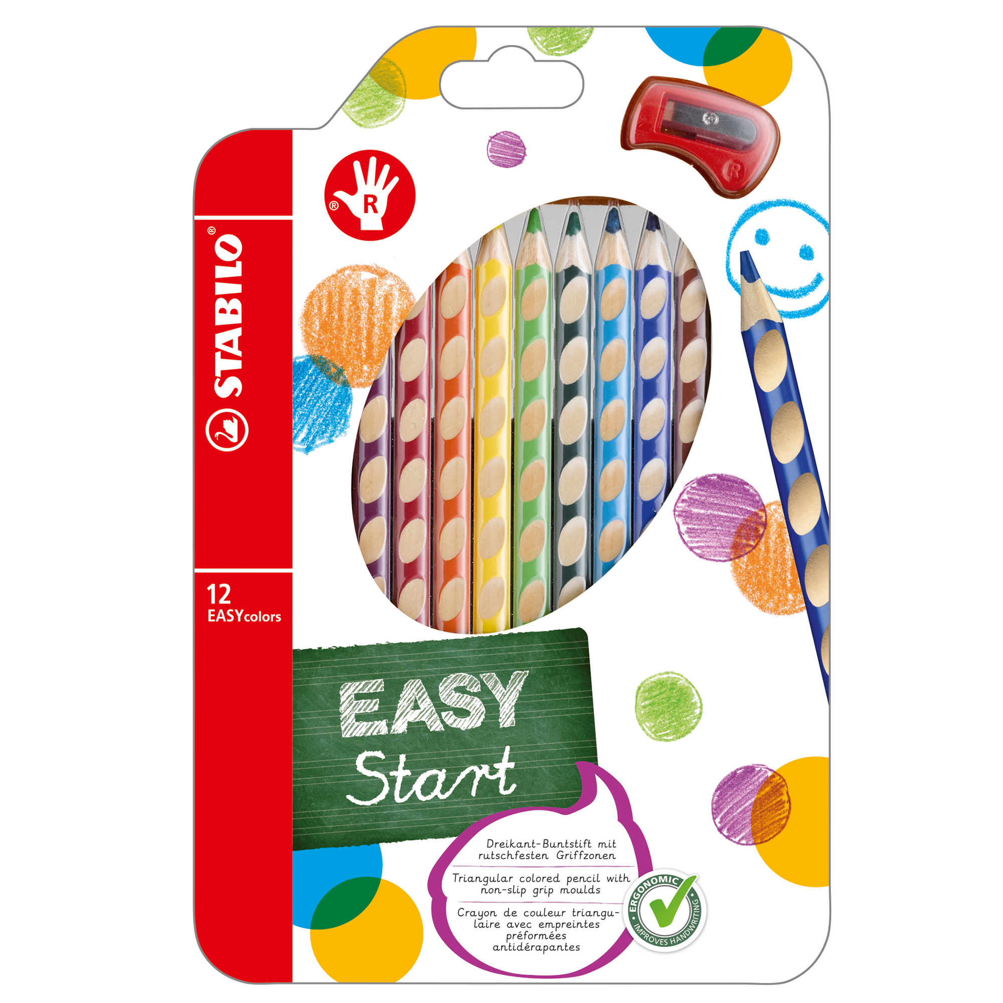 STABILO EASYcolors - Pastello colorato - colori assortiti - 4.2 mm (pacchetto di 12)