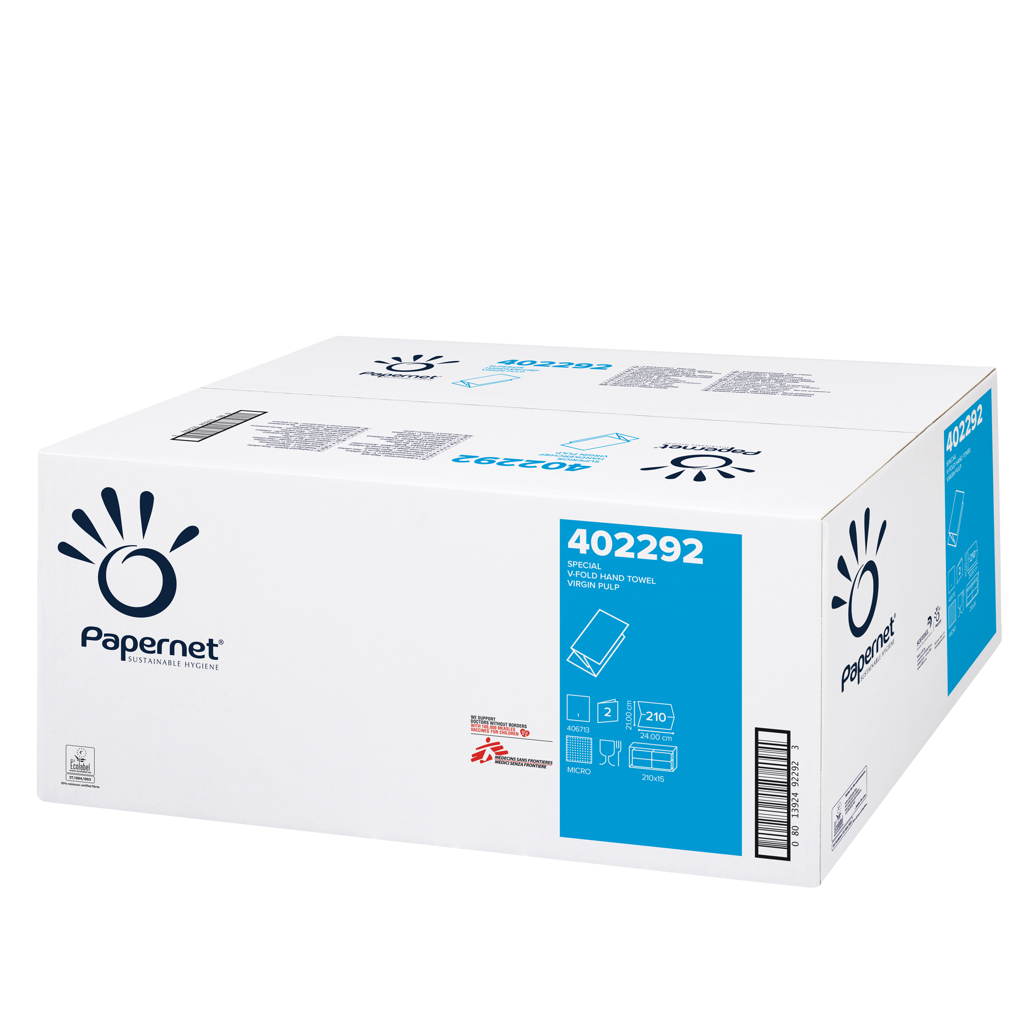 Papernet - Asciugamani di carta - pura cellulosa - 210 fogli - piega a V - bianco