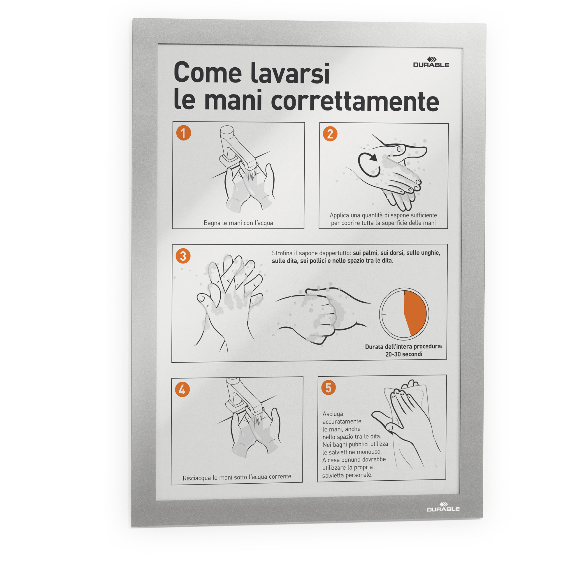 Cornice magnetica Duraframe - A5 - 15 x 21 cm - silver - Durable