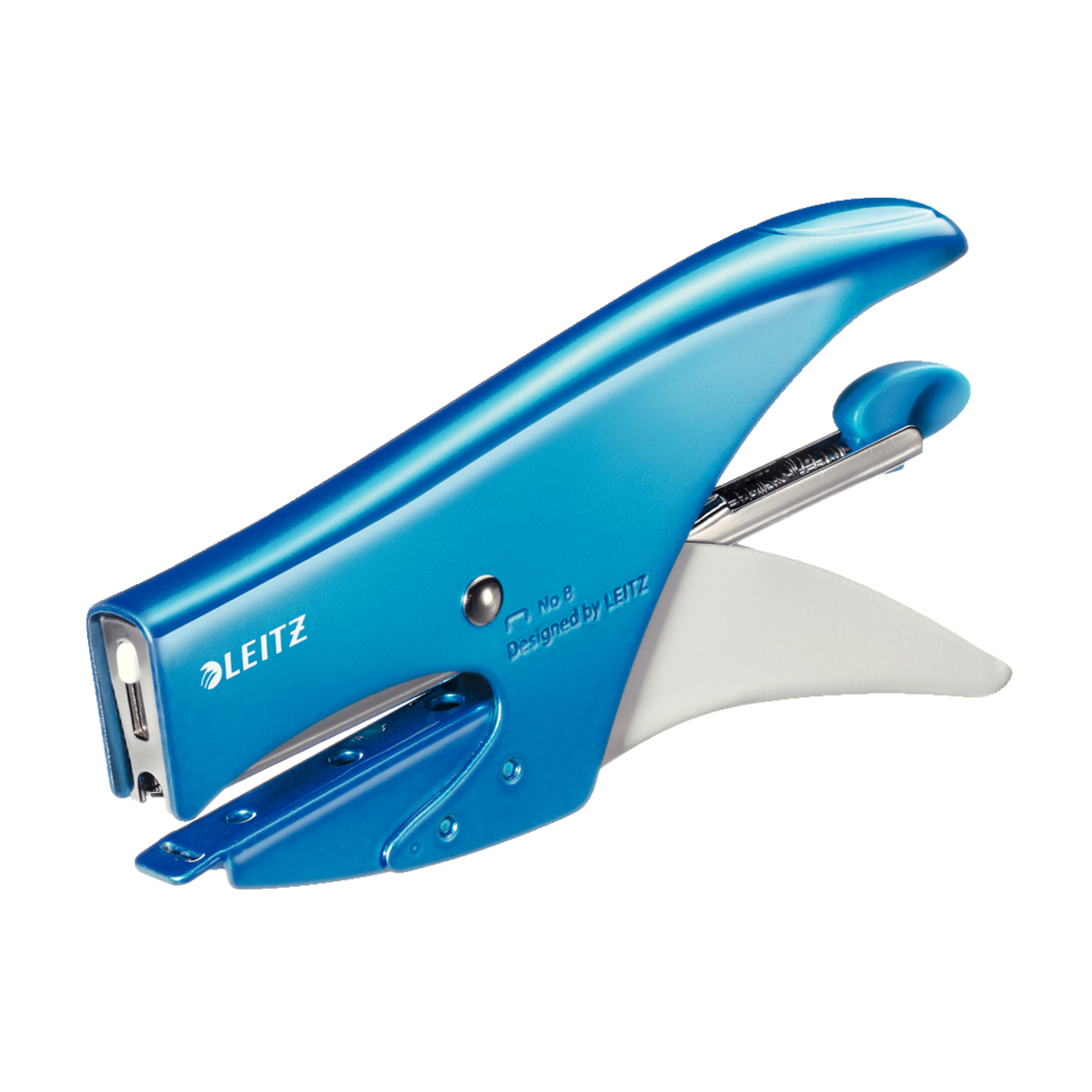 Leitz - Graffatrice - 15 fogli - No.8, 6/4 - metallo - blu metallizzato