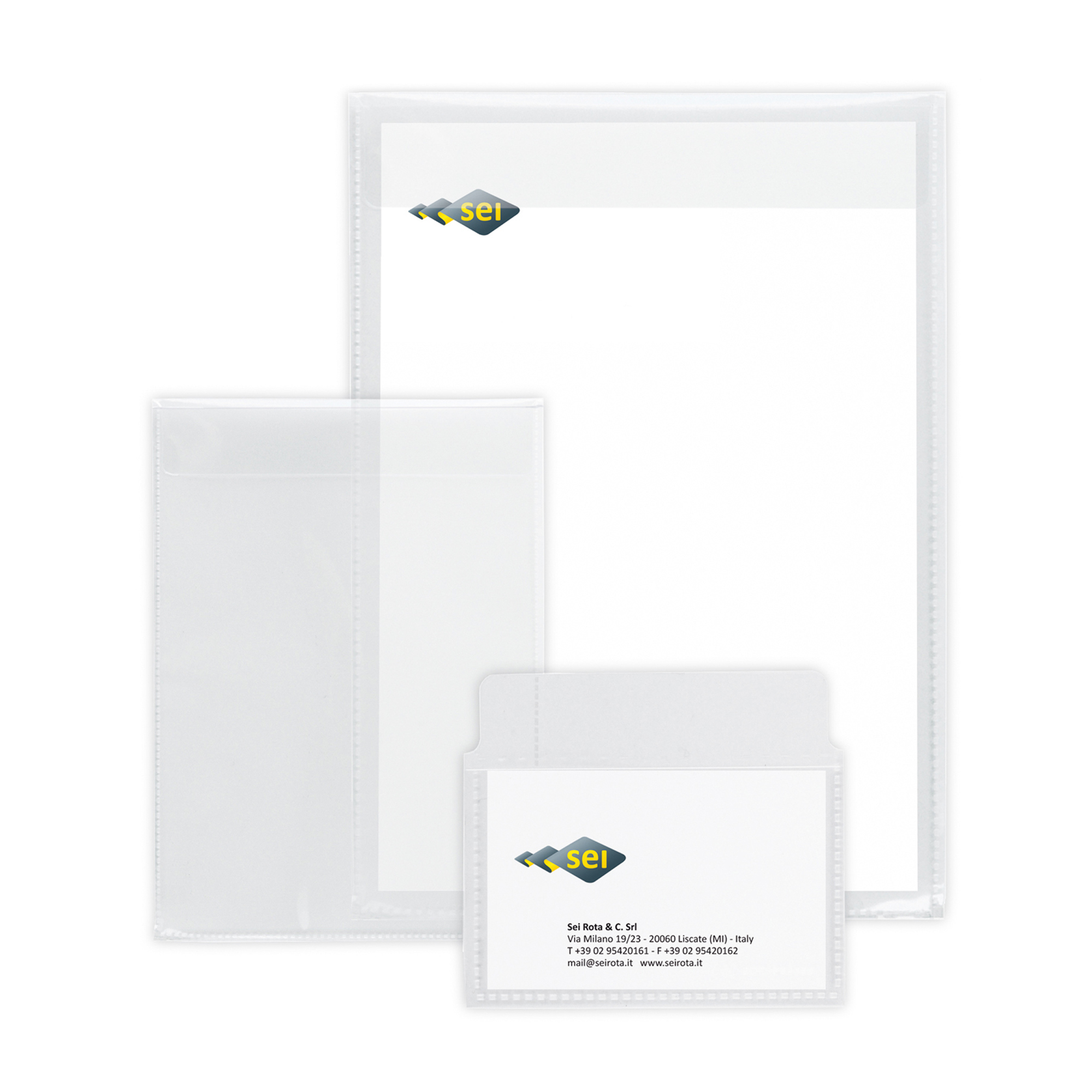 Buste con patella Soft P - PPL - 7,5 x 11 cm - liscio - trasparente - Sei Rota - conf. 25 pezzi
