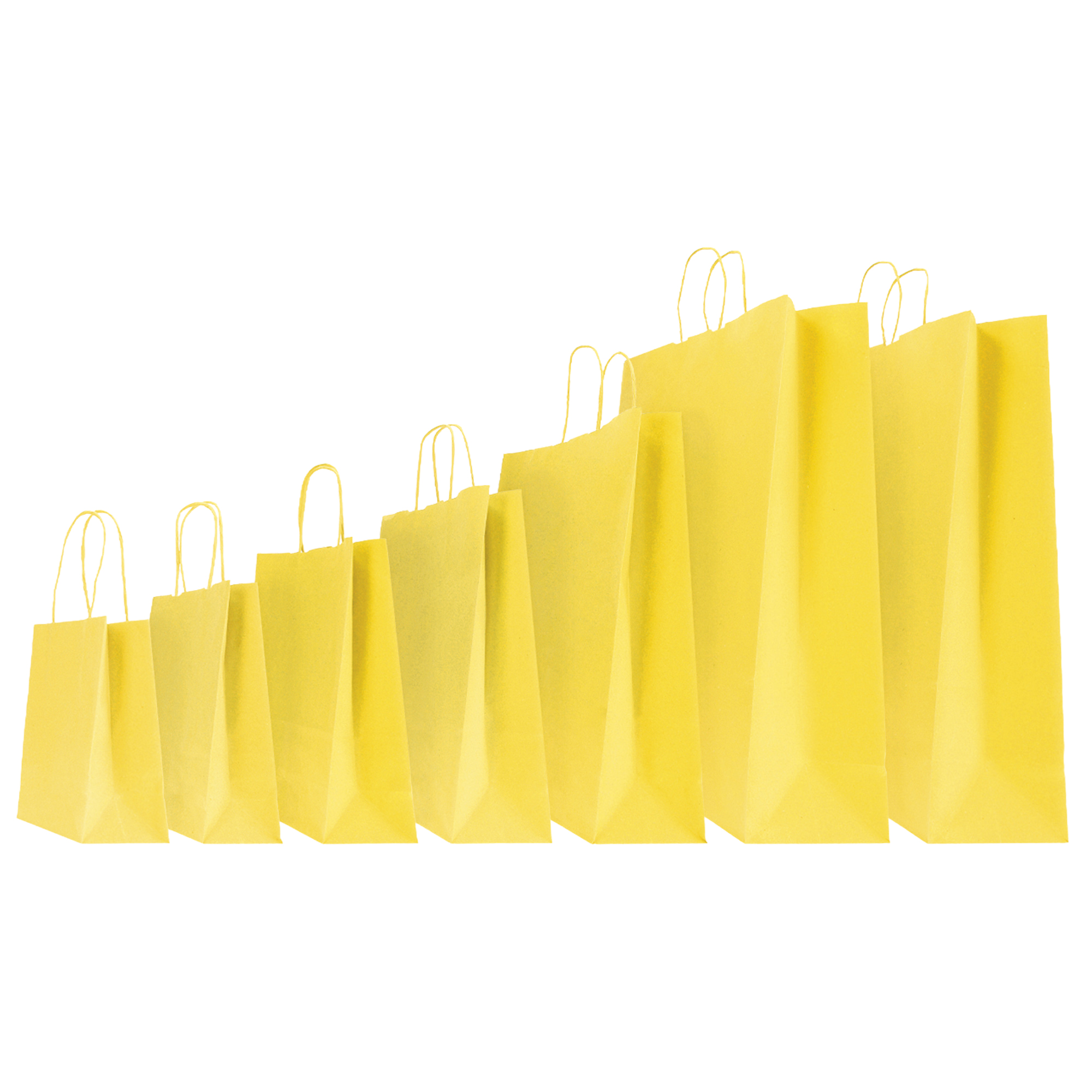 Shopper Twisted - maniglie cordino - 26 x 11 x 34,5 cm - carta kraft - giallo - Mainetti Bags - conf. 25 pezzi